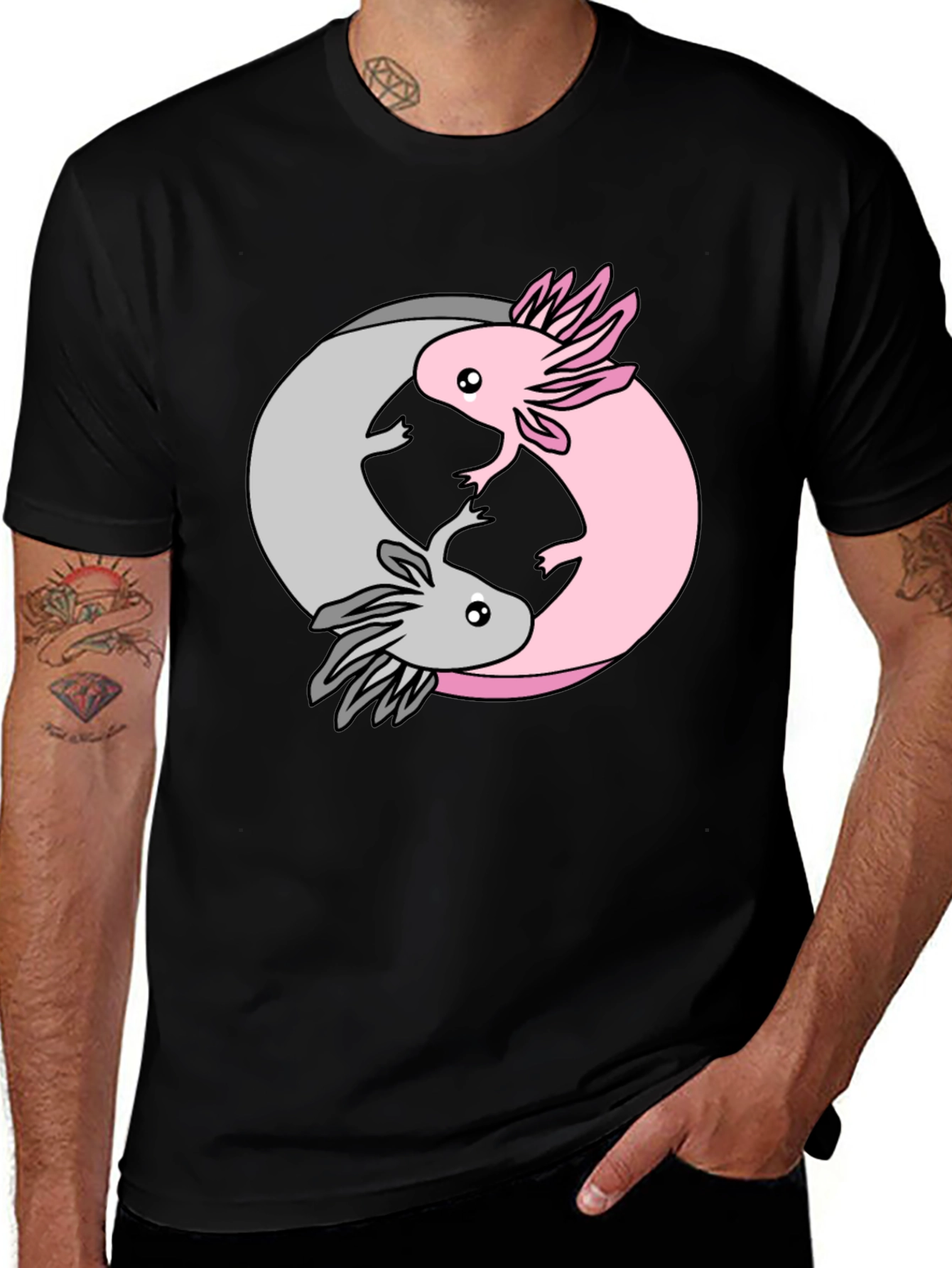Variant 22 of Yin Yang Axolotl T-Shirt - Balance & Harmony