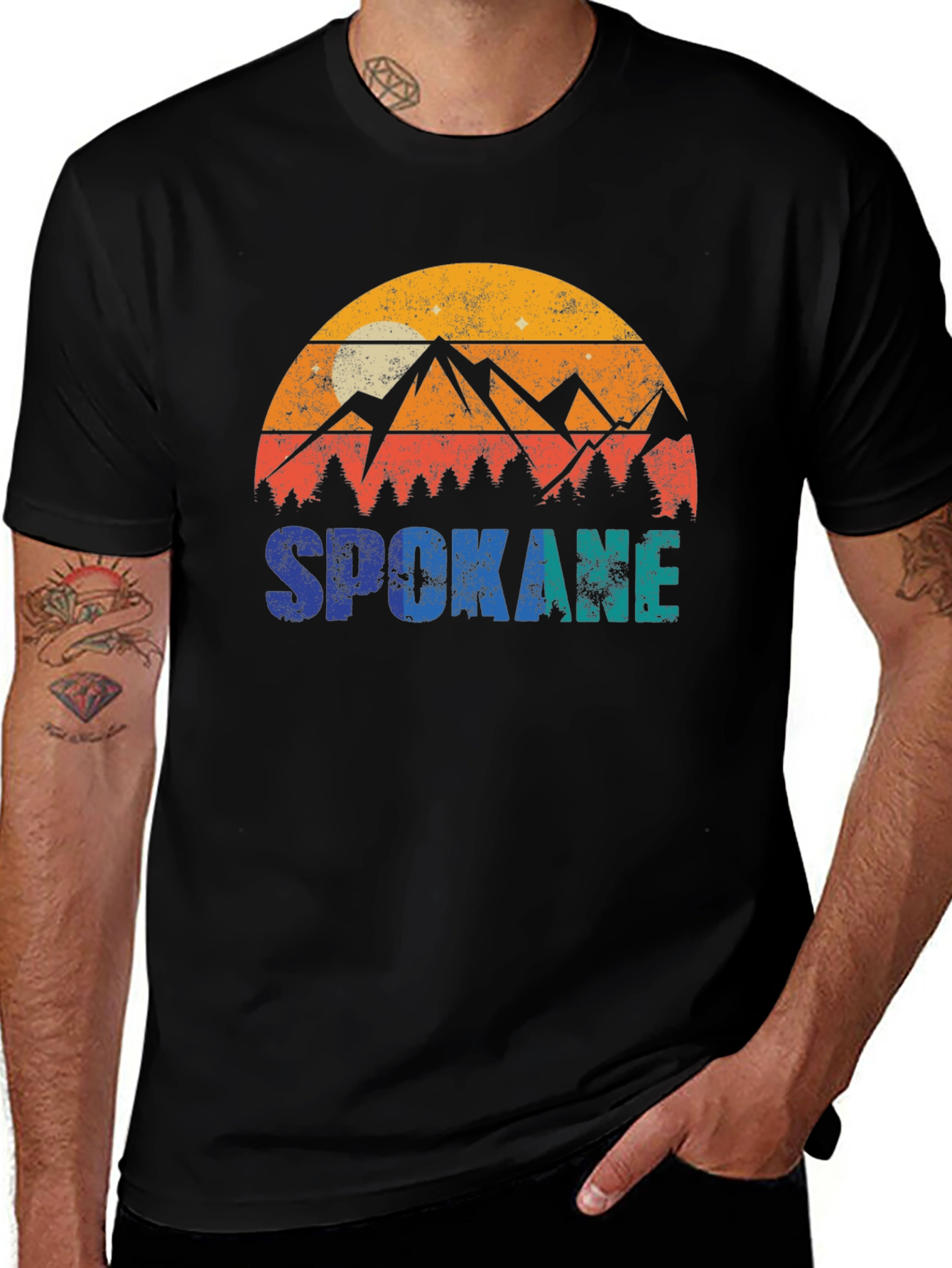Retro Spokane Mountain Graphic T-Shirt