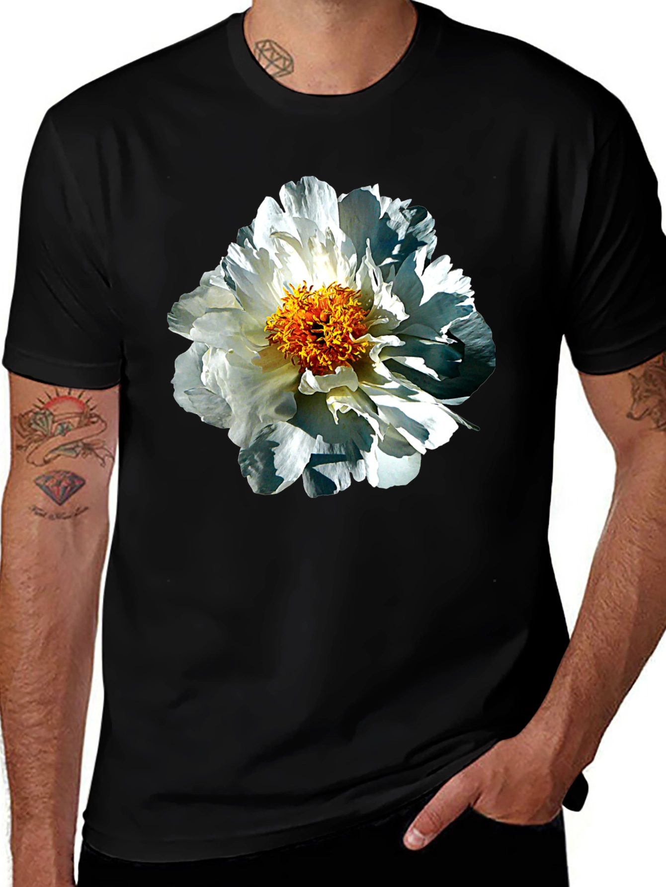 Variant 4 of Floral Print Black T-Shirt
