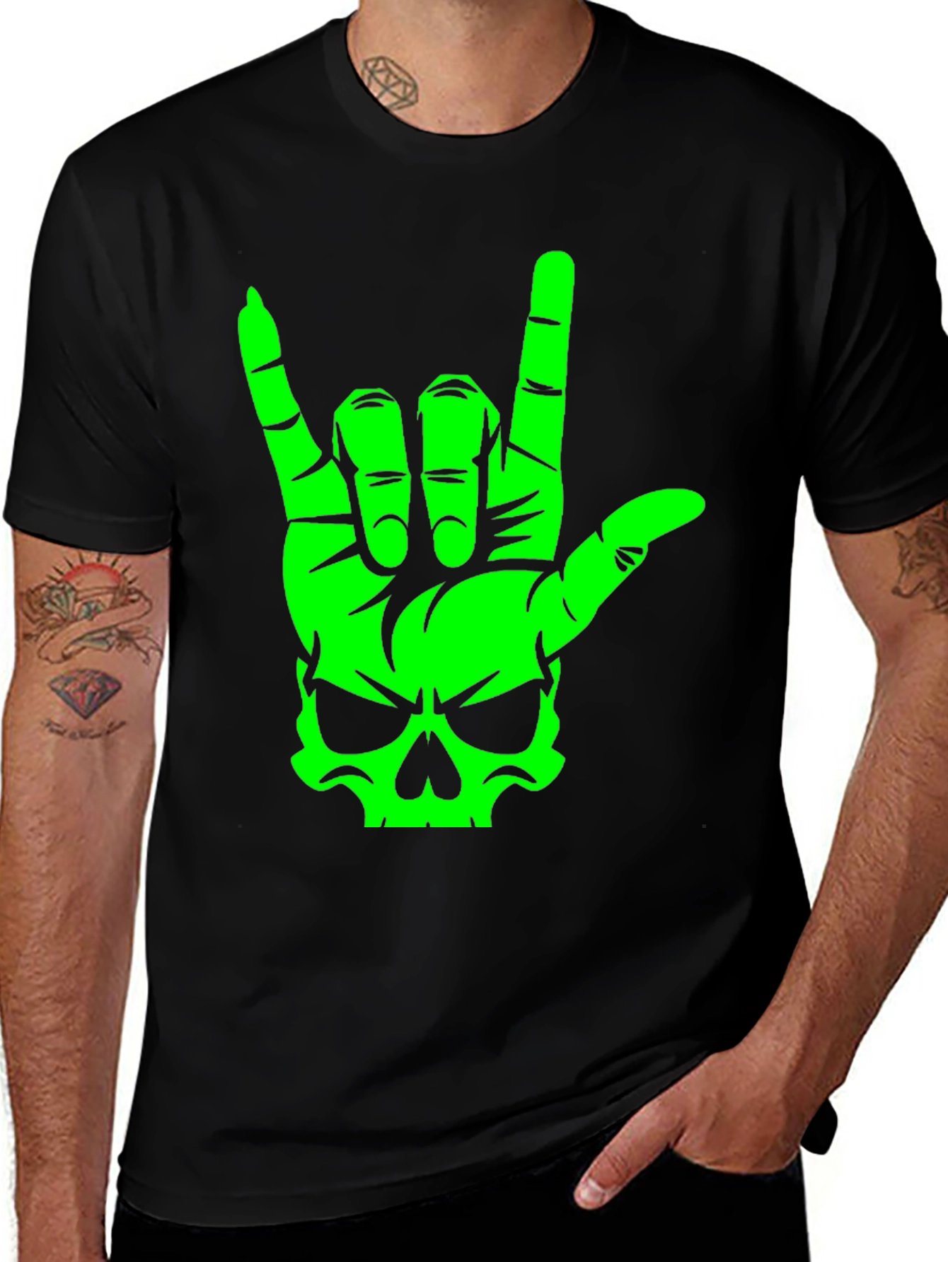 Variant 23 of Skull Hand Sign Graphic T-Shirt