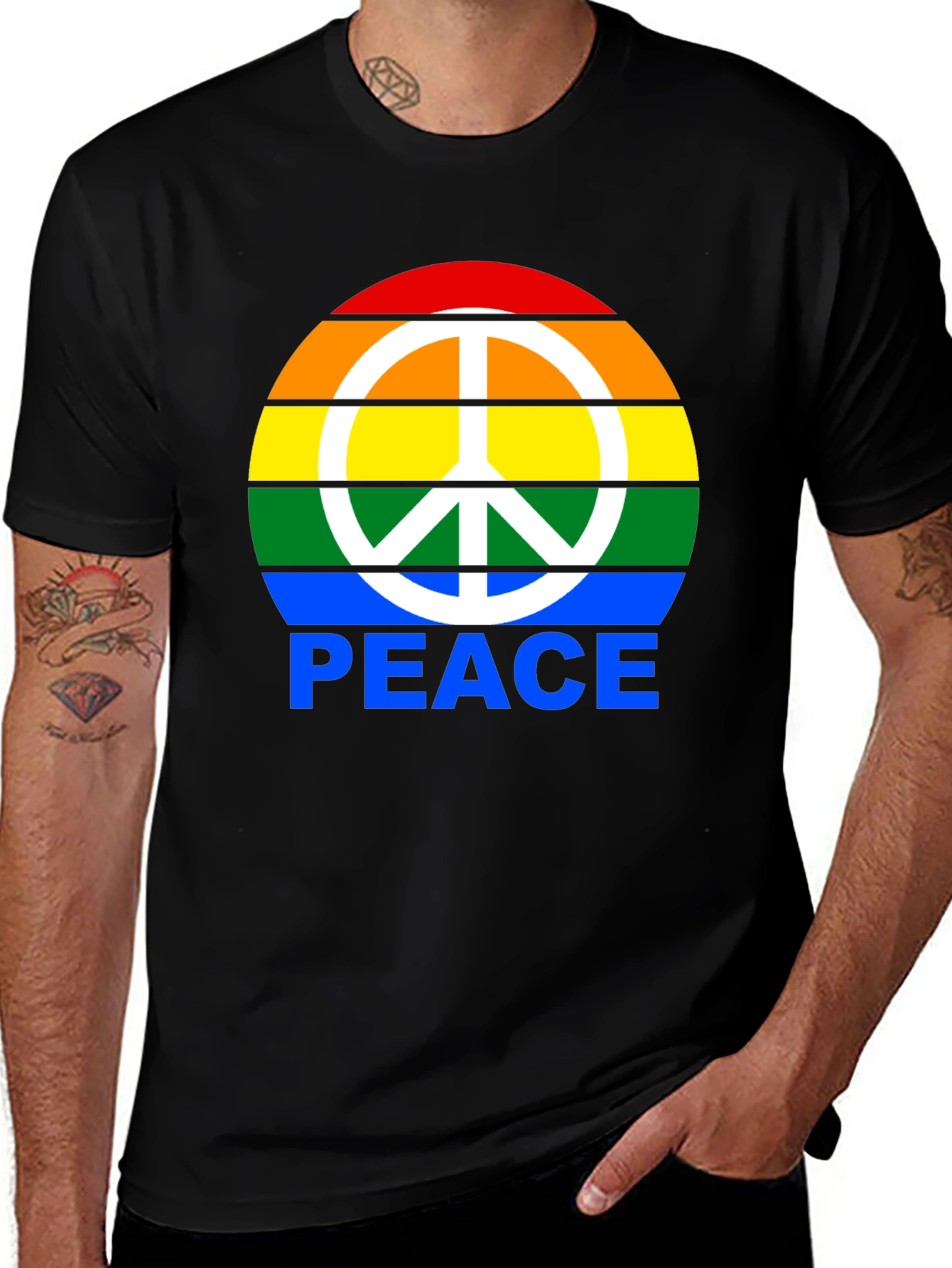 Variant 13 of Rainbow Peace Sign Graphic T-Shirt