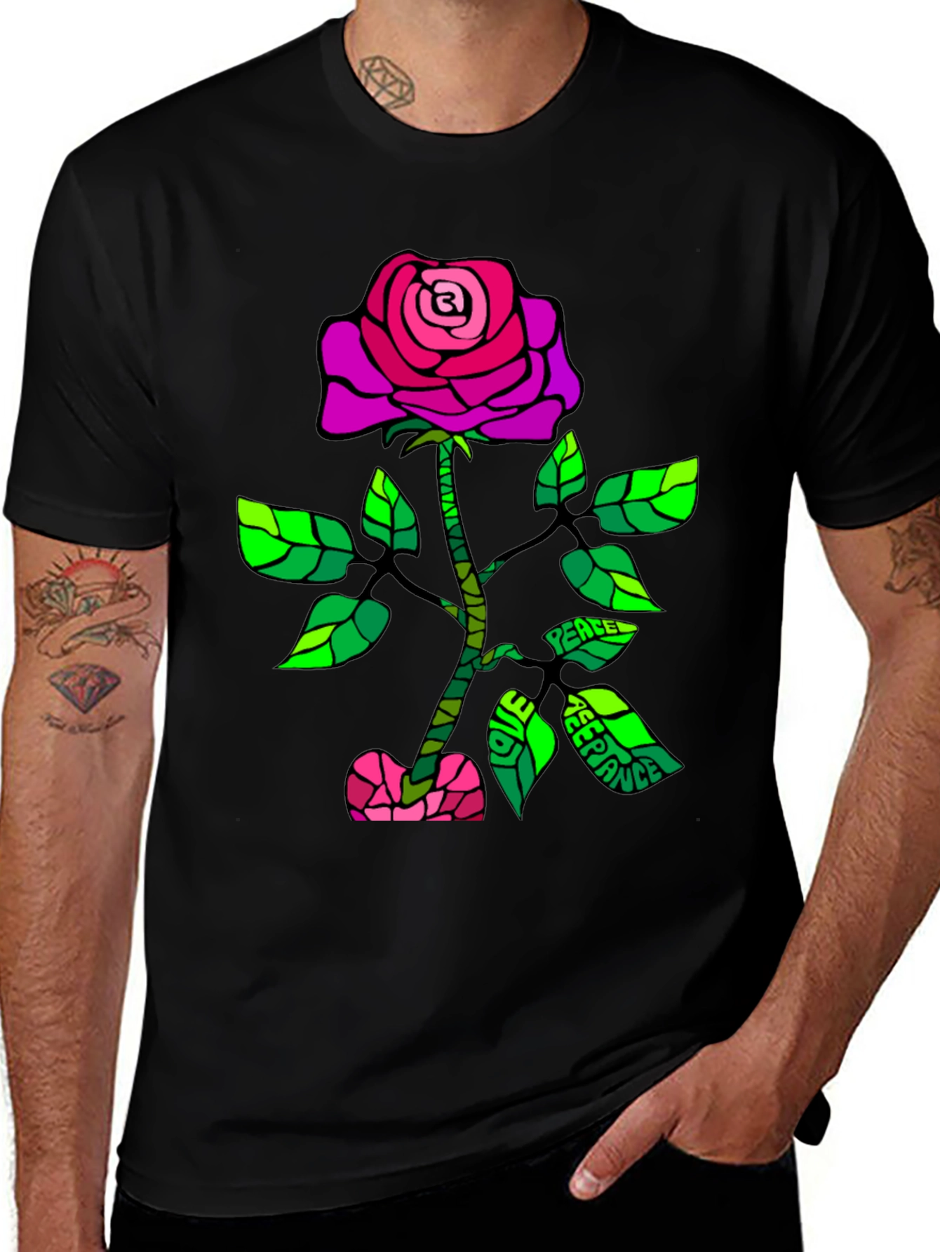 Variant 13 of Peace & Love Rose Graphic Tee