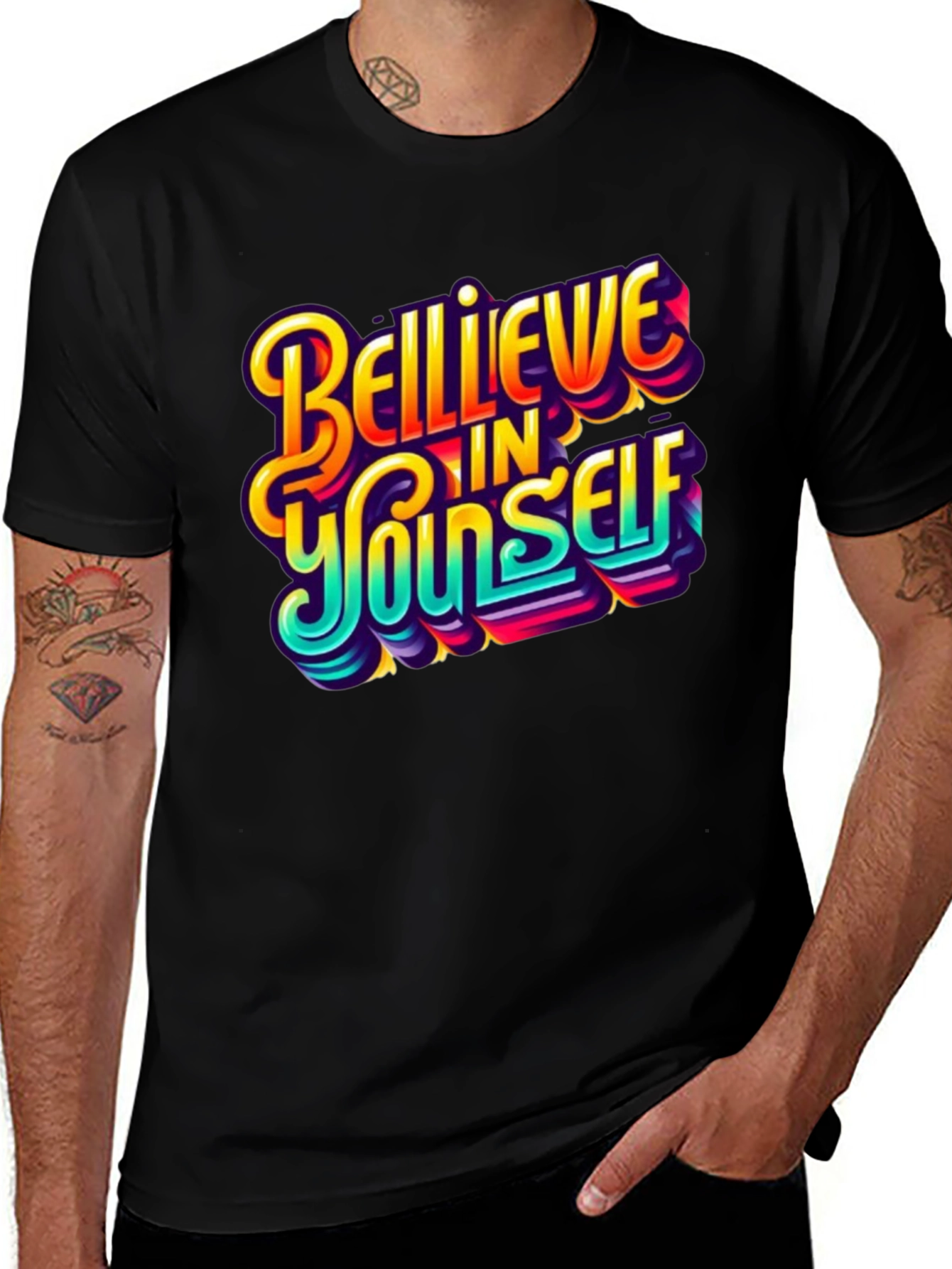 Variant 29 of Believe In Yourself Graphic Tee - Black