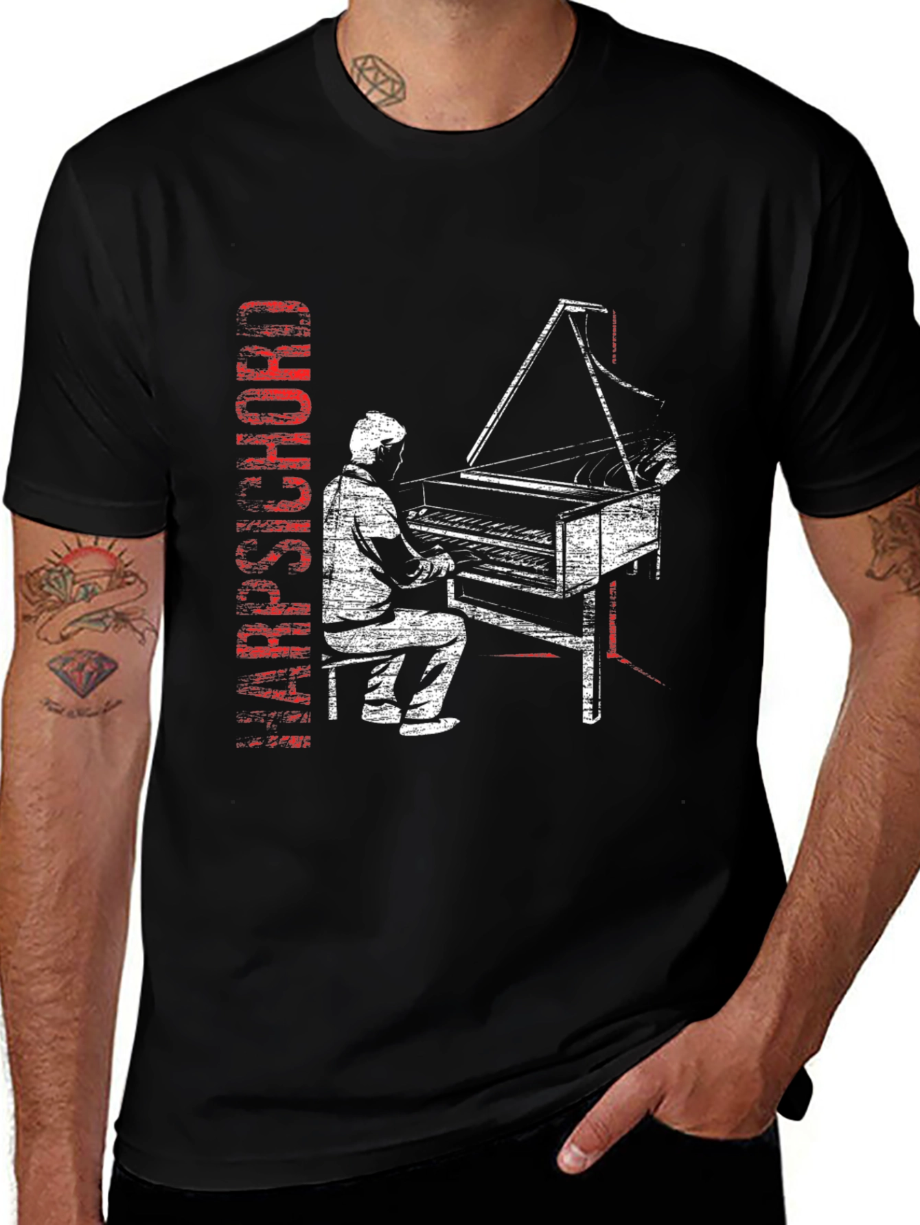 Variant 4 of Harpsichord Musician Graphic T-Shirt