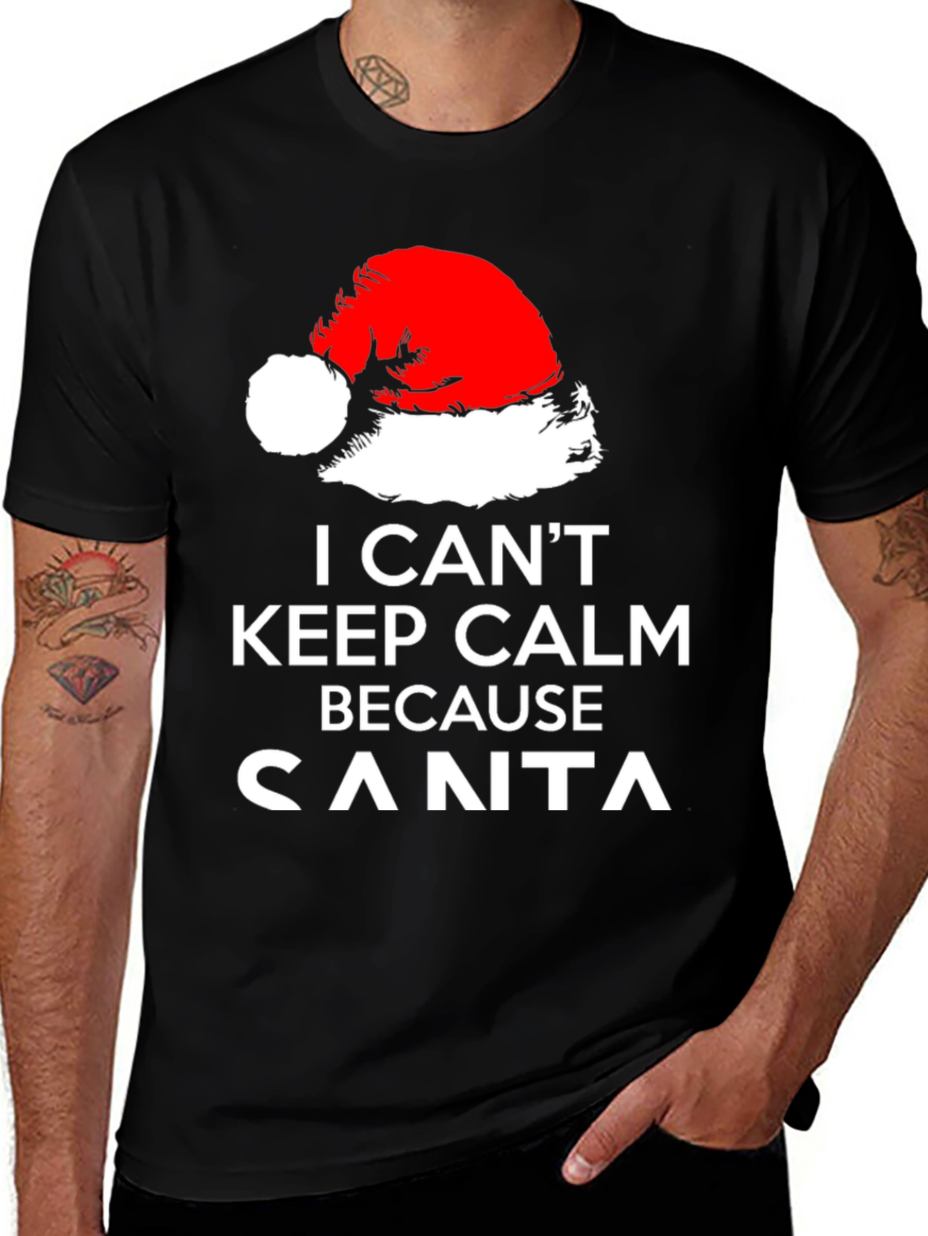 Variant 25 of Funny Santa Hat Christmas T-Shirt - I Can't Keep Calm
