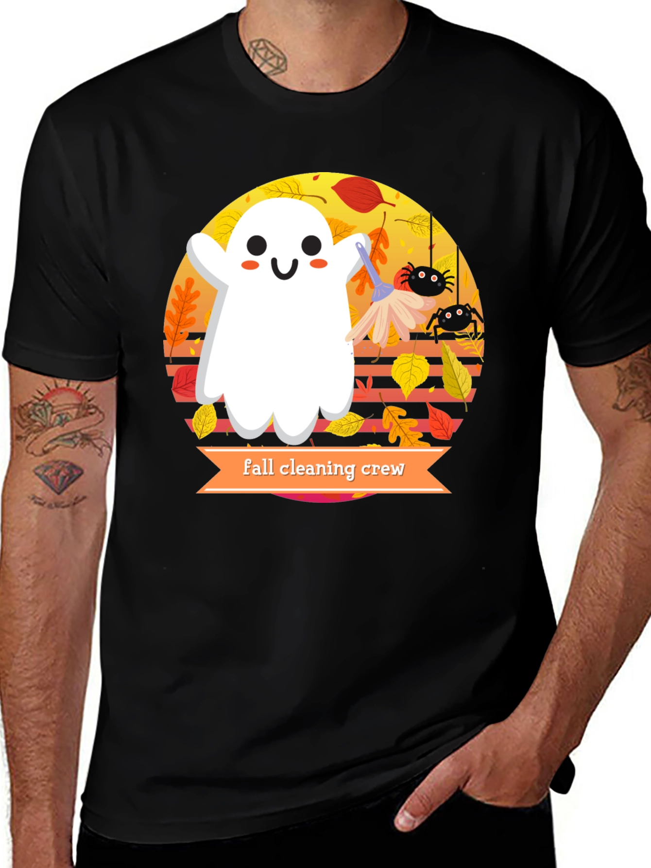 Fall Cleaning Crew T-Shirt - Halloween Ghost Design