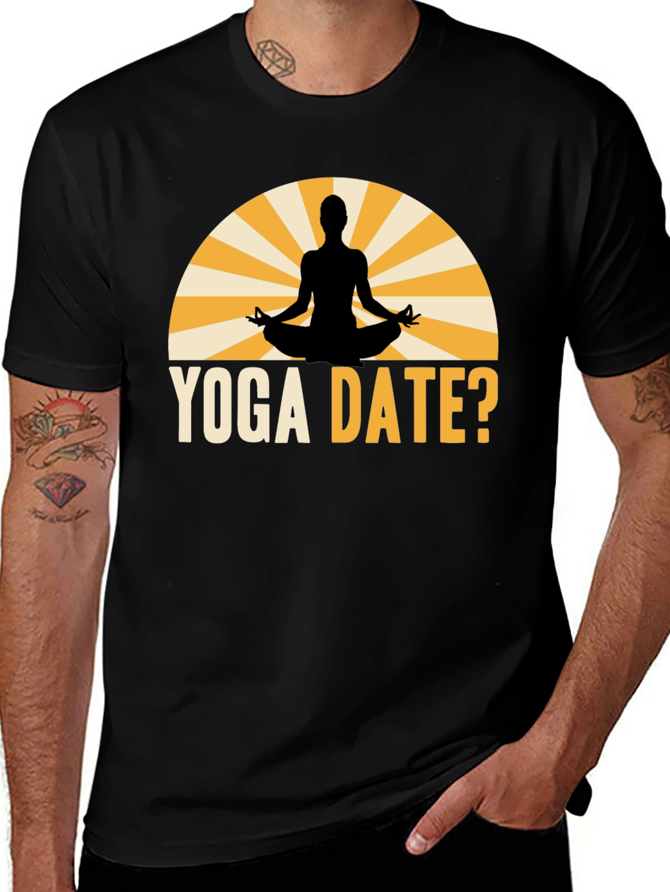 Variant 3 of Yoga Date? Men's Black Graphic T-Shirt
