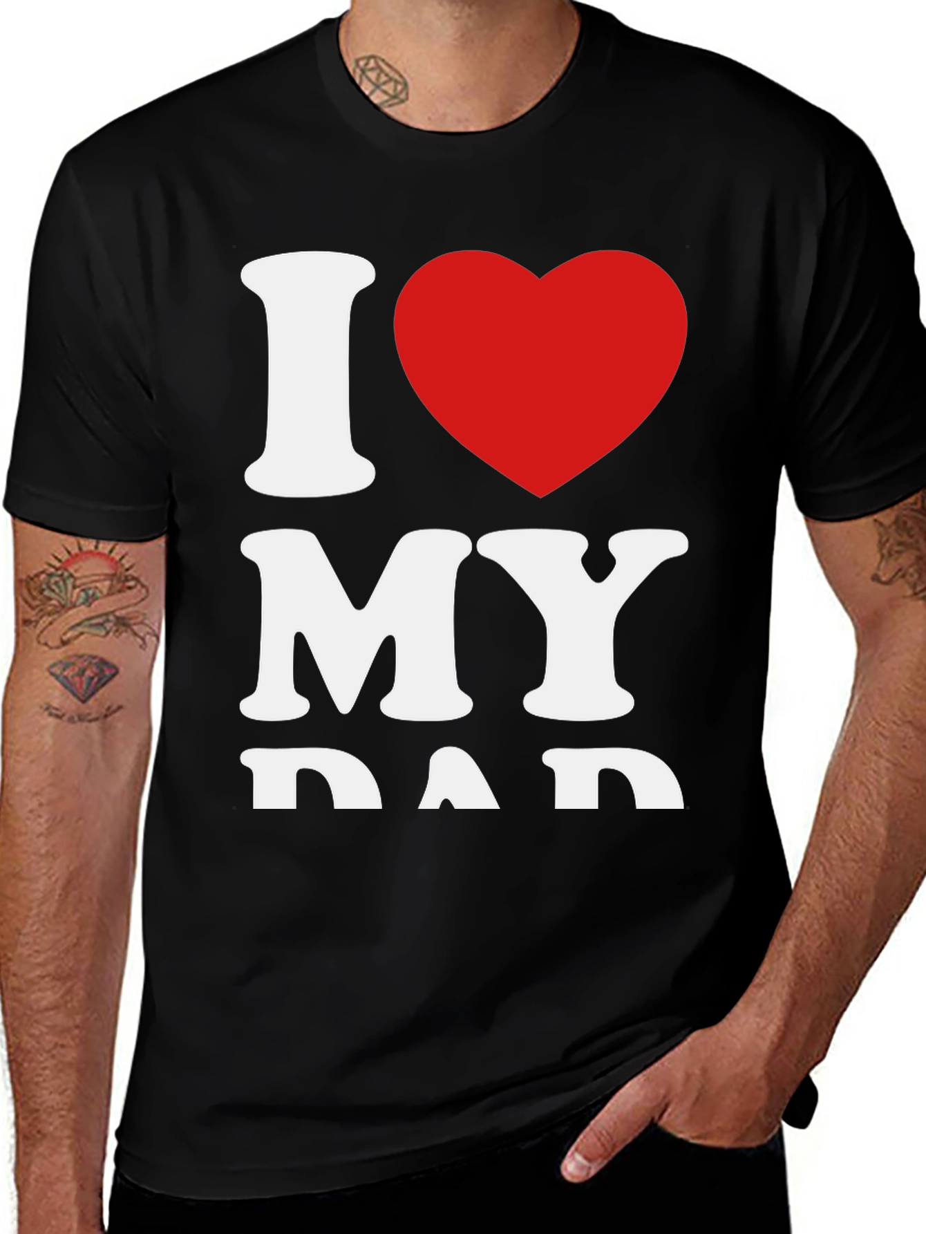 Variant 27 of I Love My Dad Graphic Tee - Black Cotton Comfort