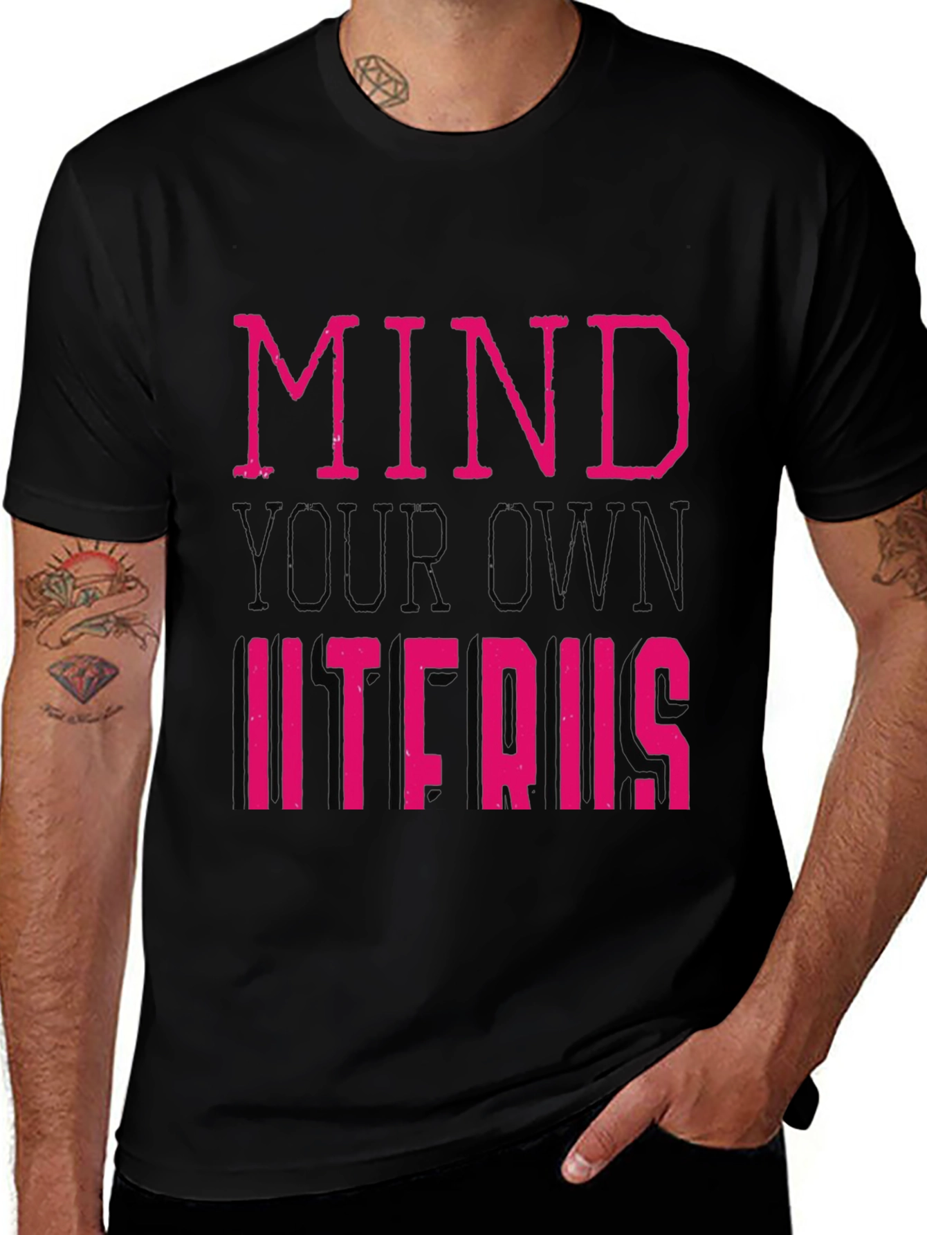 Variant 17 of Mind Your Own Uterus Graphic Tee - Black