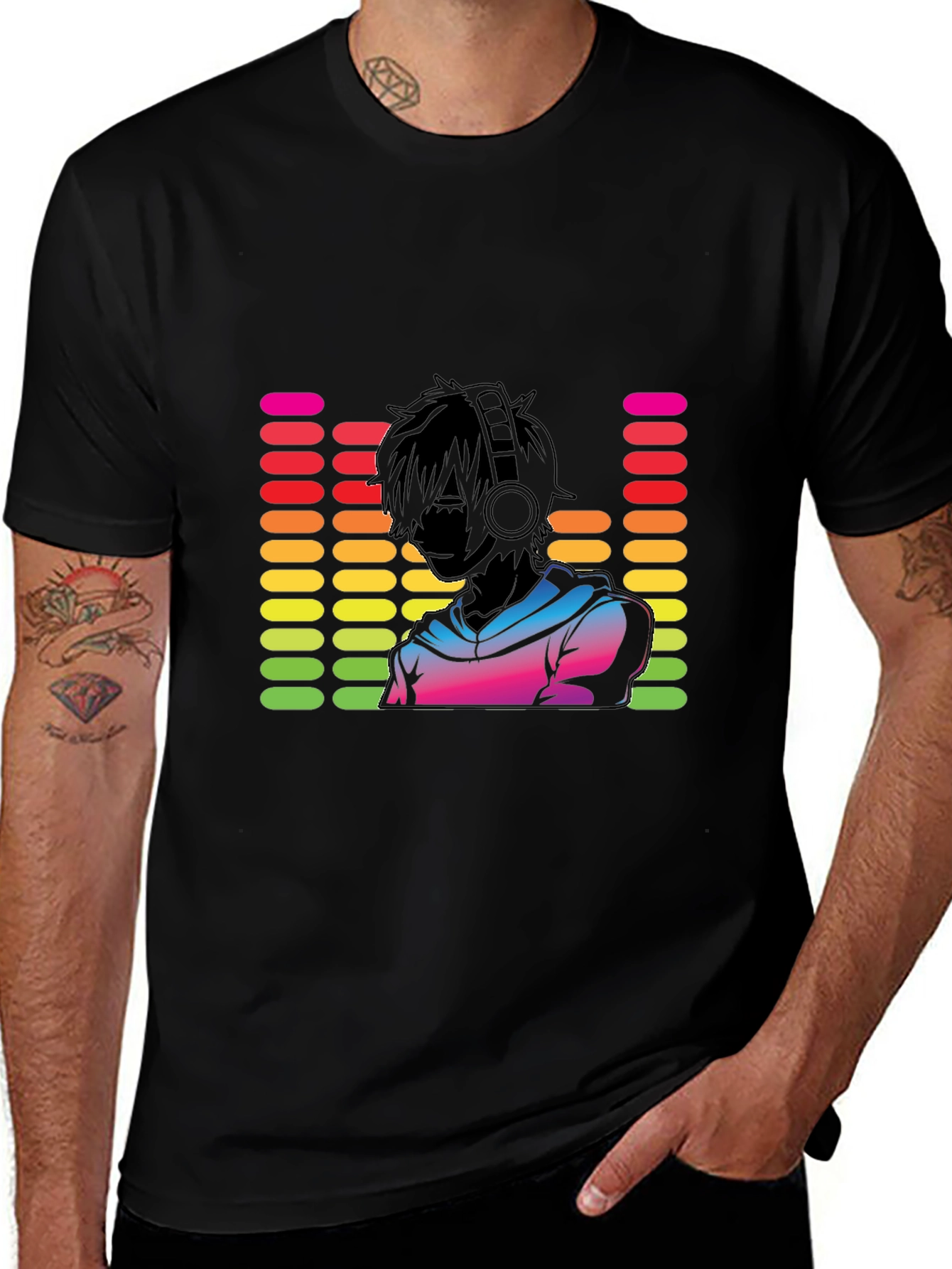 Variant 28 of Anime Music T-Shirt - Black Graphic Tee