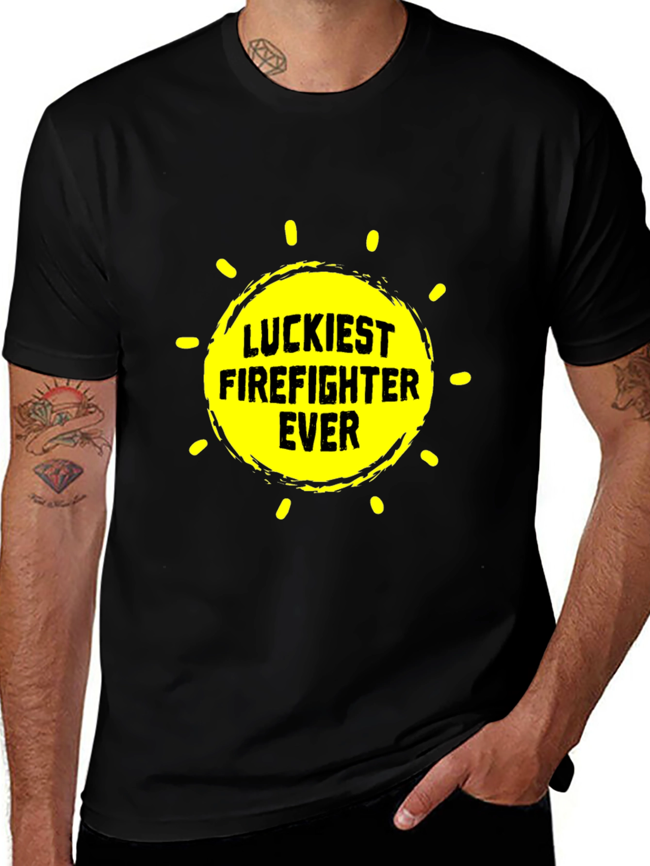 Variant 24 of Luckiest Firefighter Ever Graphic Tee