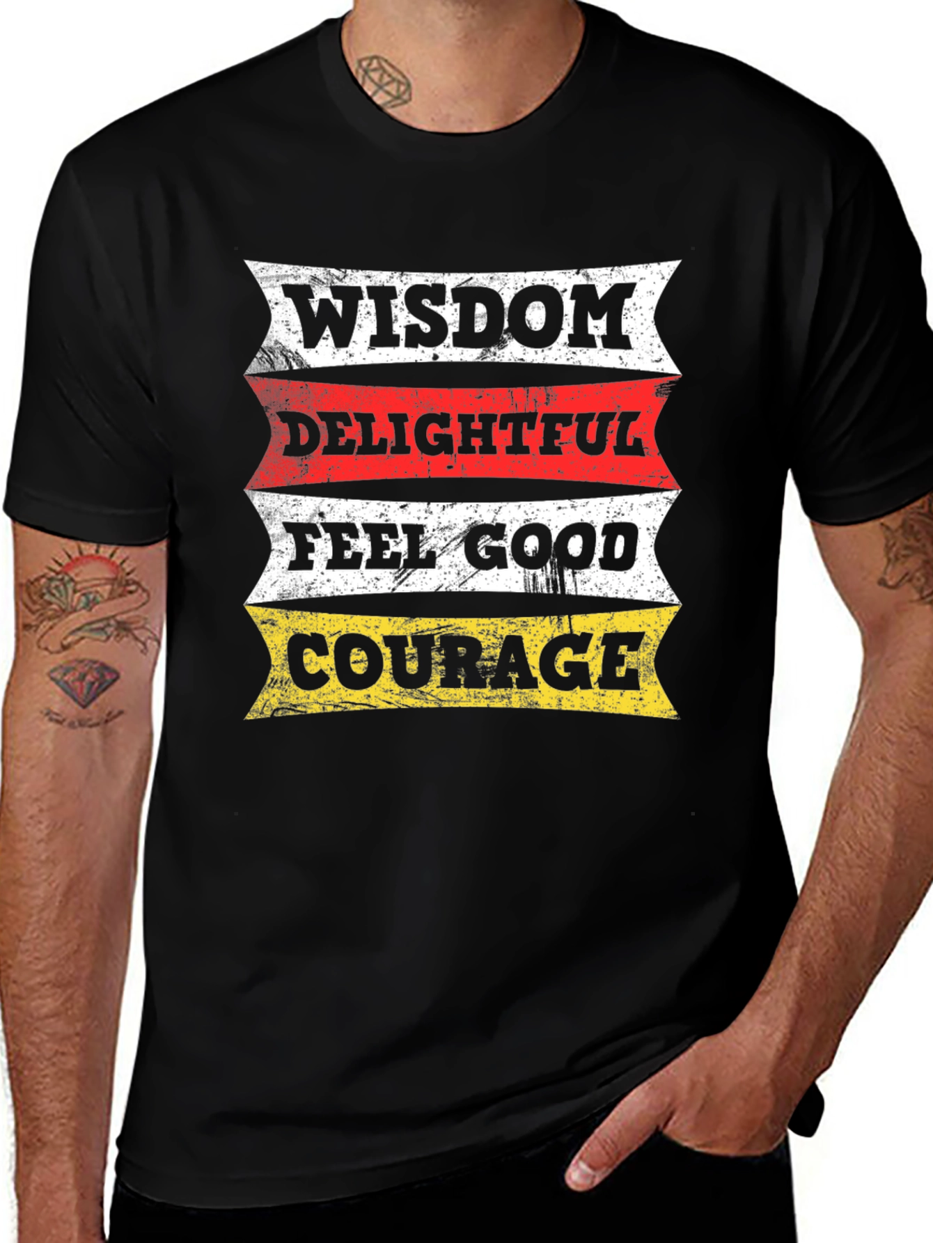 Wisdom Delightful Feel Good Courage Black T-Shirt