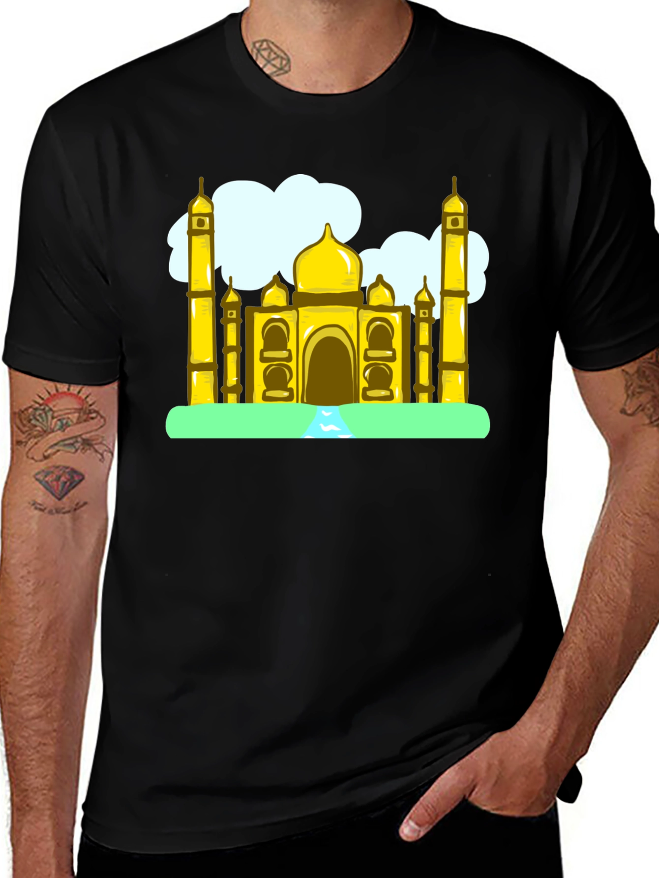 Variant 9 of Taj Mahal Graphic T-Shirt - Black Cotton Tee