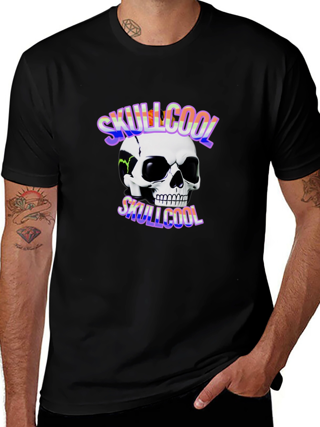 Skullcool Graphic Tee - Black Cotton T-Shirt