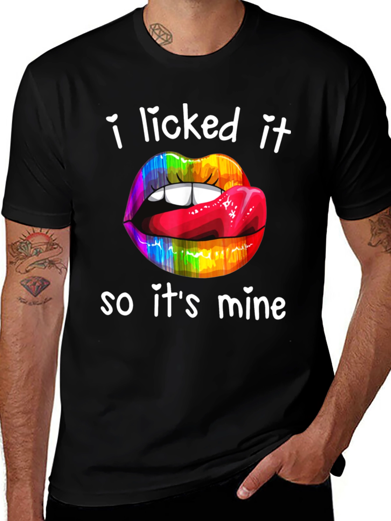 Variant 29 of "I Licked It" Rainbow Lips Graphic T-Shirt