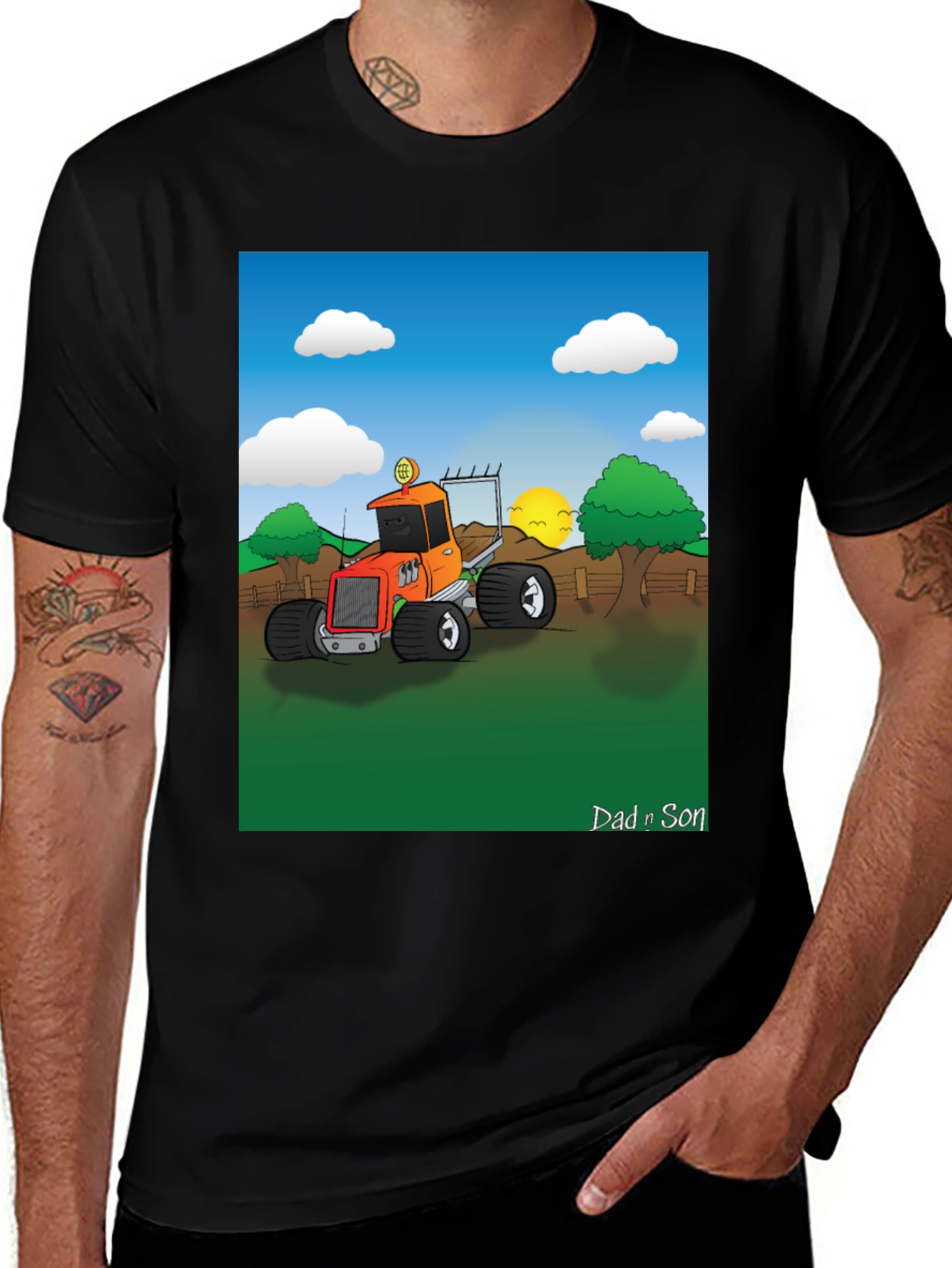 Variant 13 of Dad n Son Cartoon Tractor T-Shirt
