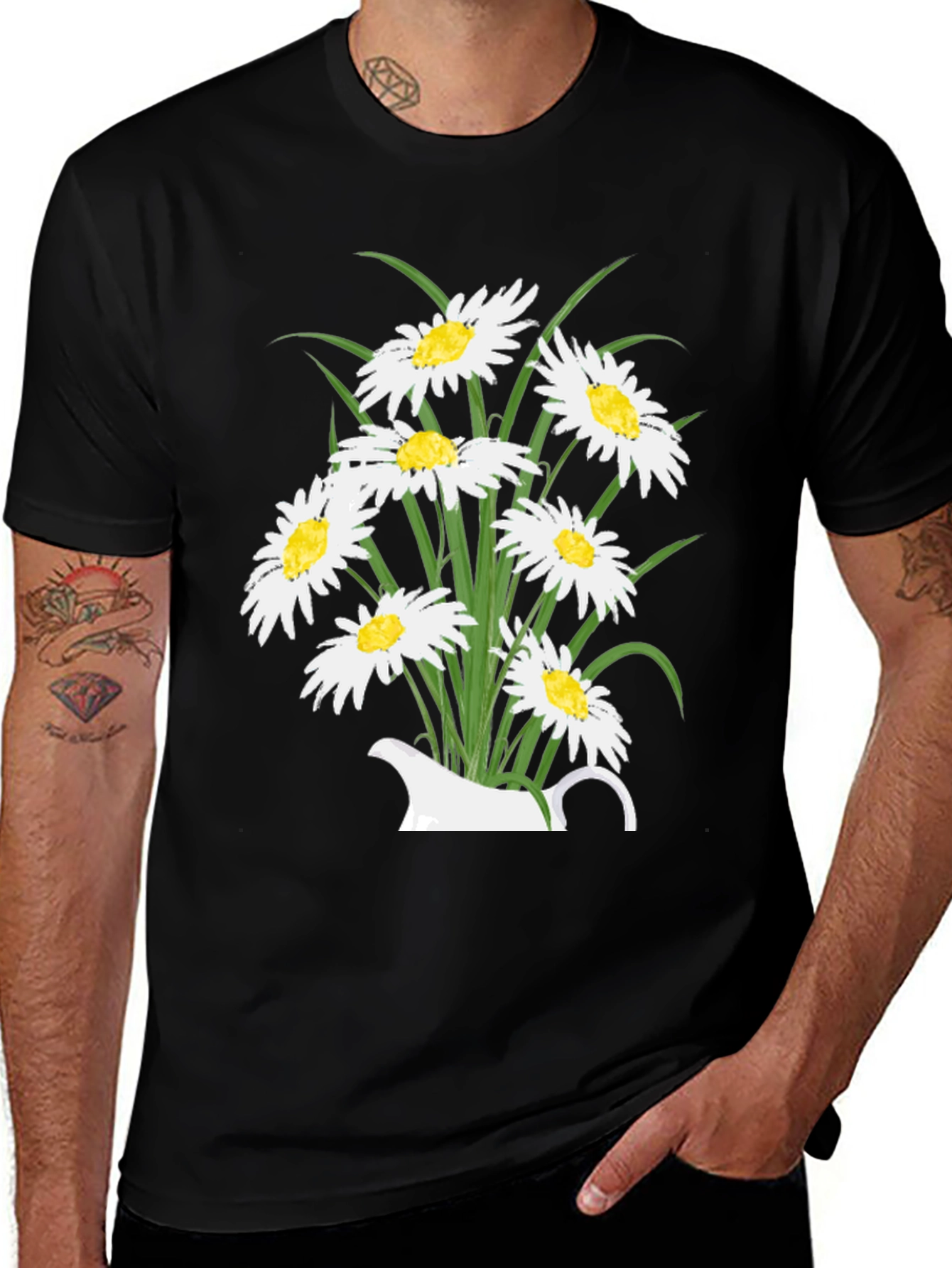 Variant 30 of Floral Daisy Graphic T-Shirt - Black