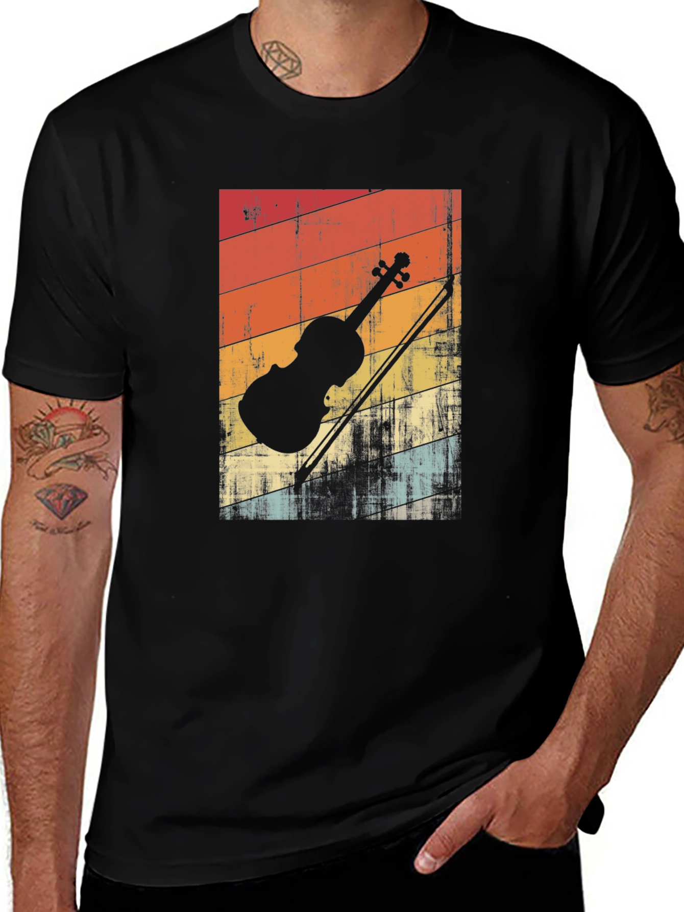 Variant 17 of Retro Violin Graphic Tee - Vintage Music Lover T-Shirt