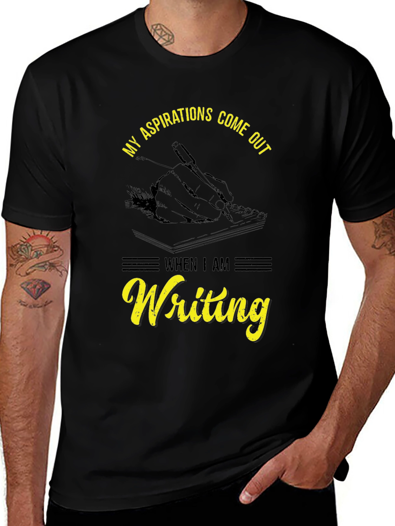 Writing Aspirations T-Shirt - Black Cotton Tee