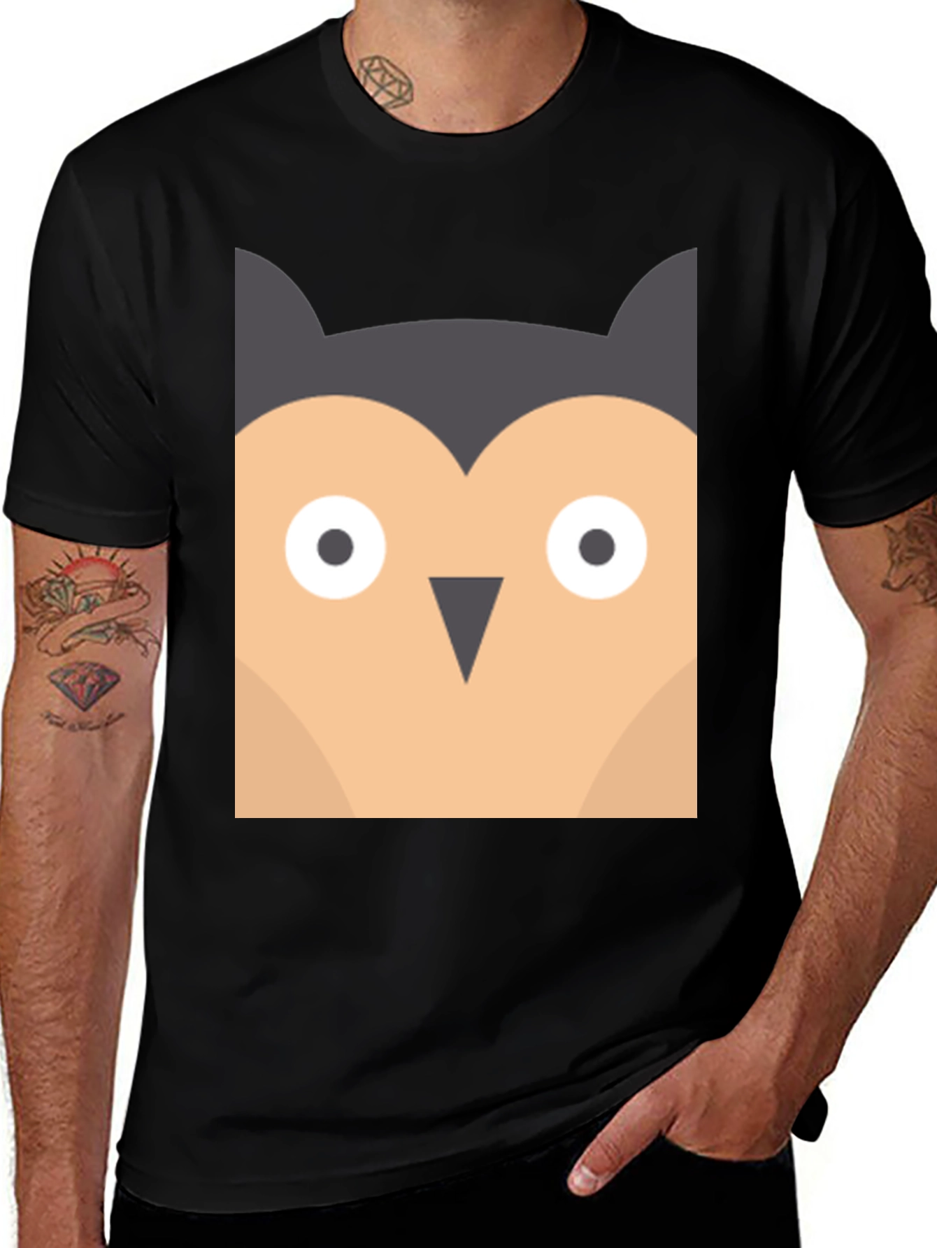Variant 16 of Owl Graphic Print Black Tee