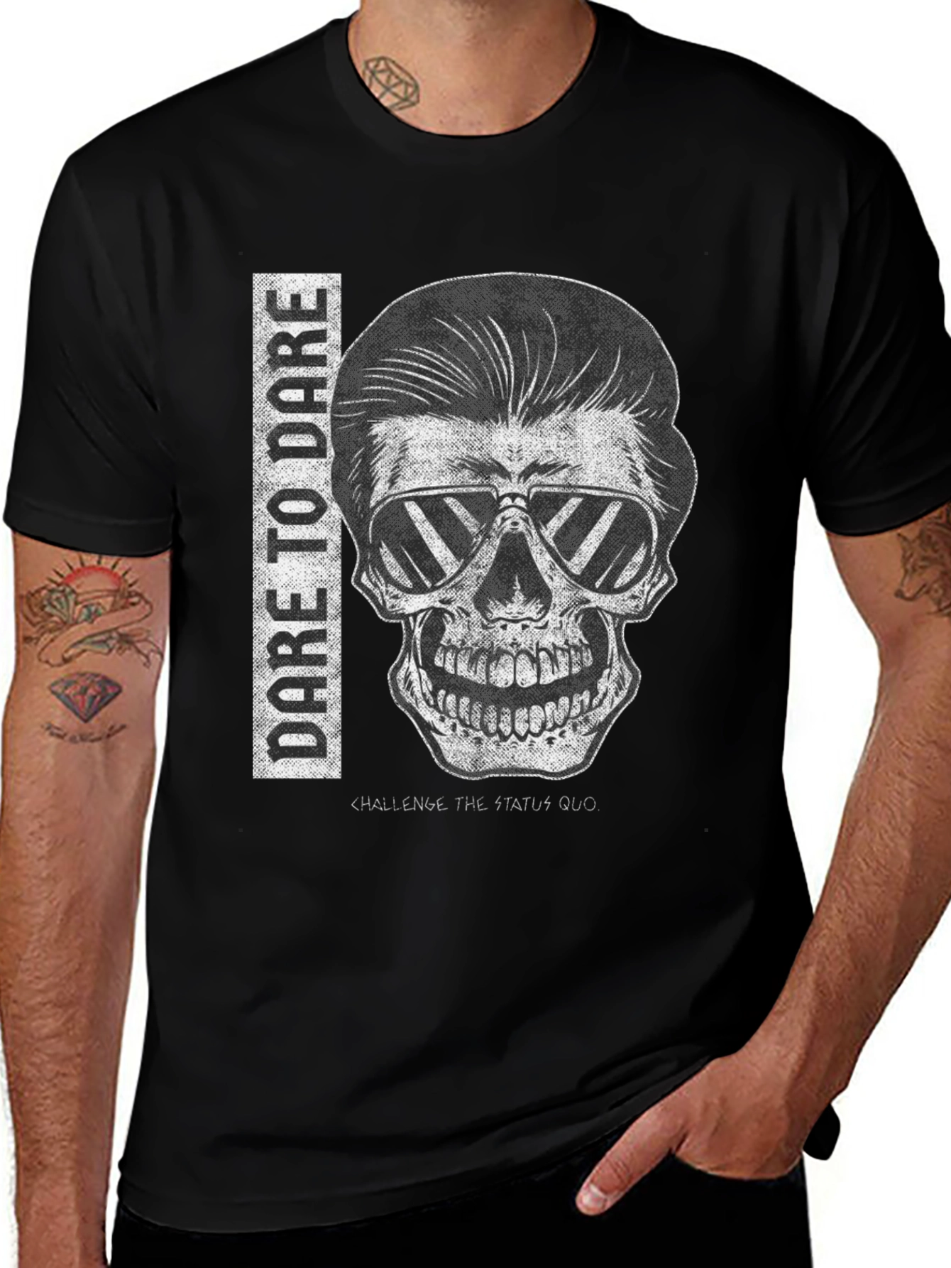 Variant 28 of Dare to Dare Skull Graphic Tee - Black