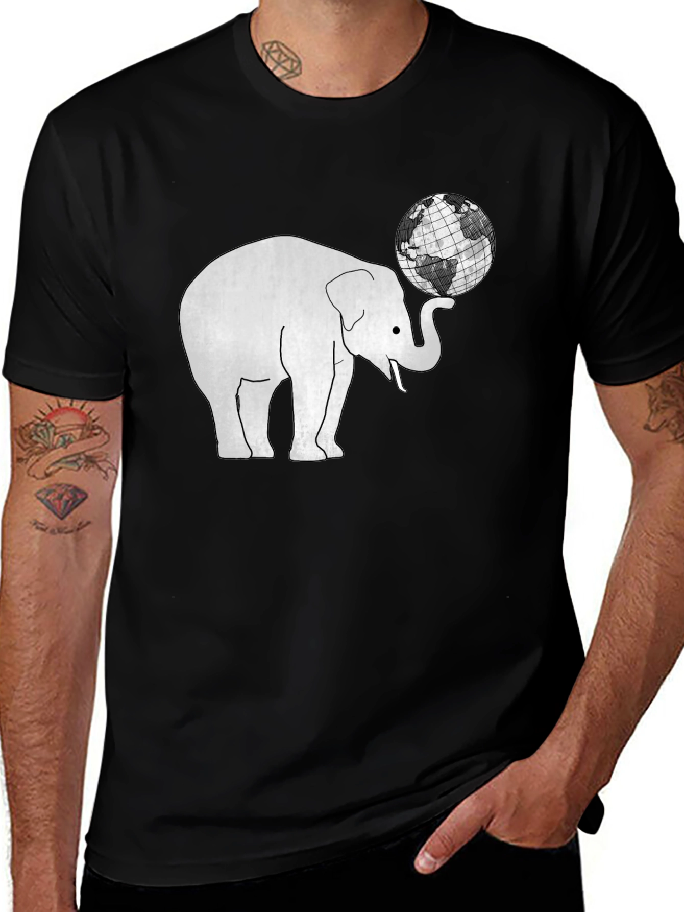 Variant 15 of Elephant Balancing Globe Graphic Tee