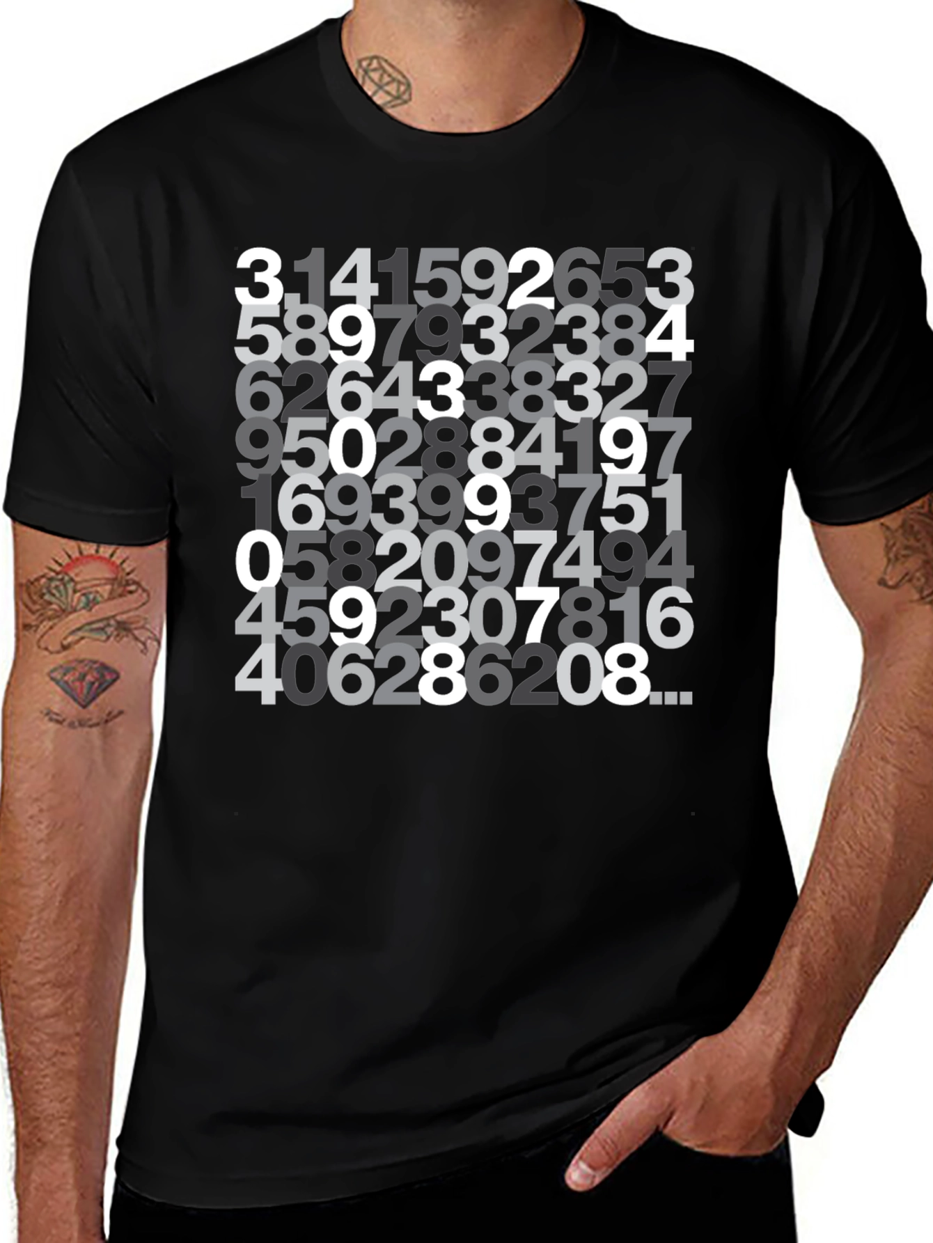 Pi Digits Graphic T-Shirt - Black Cotton Tee