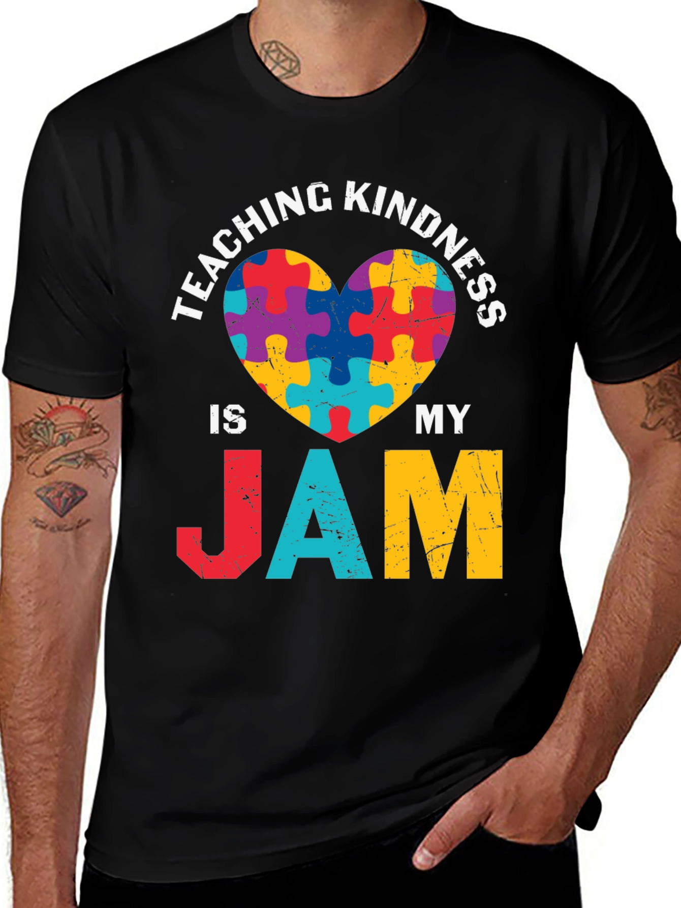 Teaching Kindness is My Jam Puzzle Heart Tee