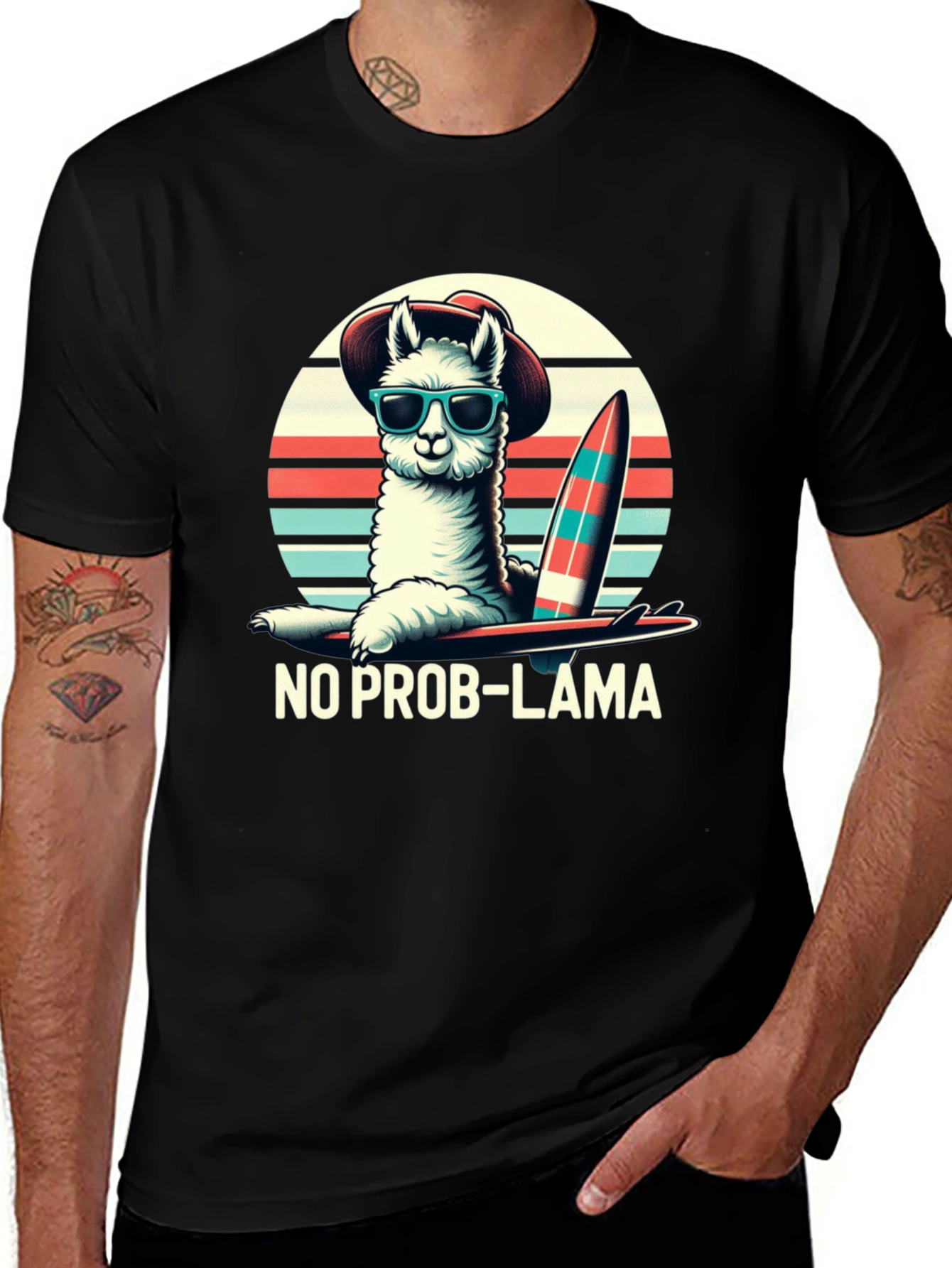 Variant 10 of No Prob-Lama Black Graphic Tee