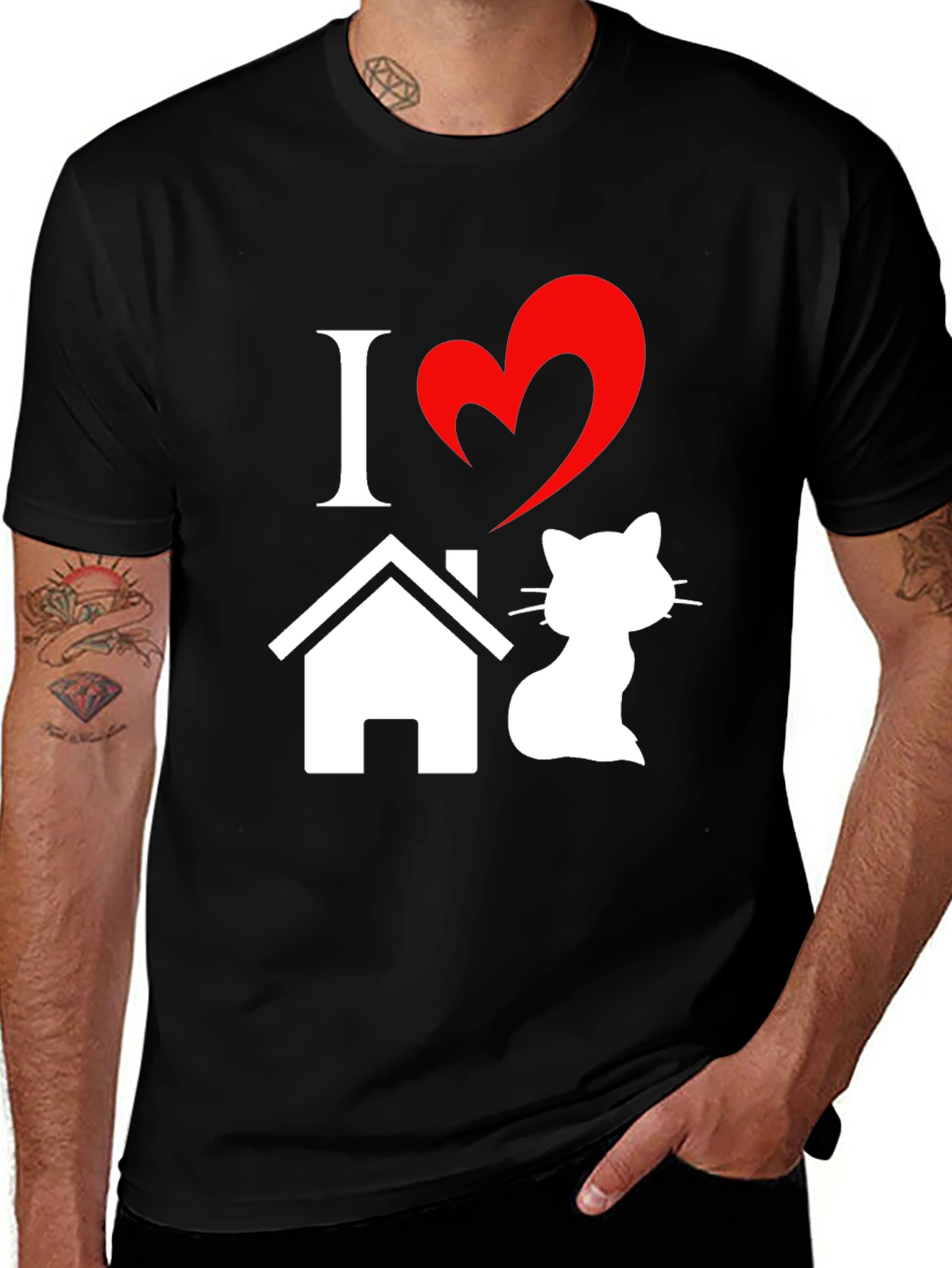 Variant 14 of I Heart Home Cat T-Shirt - Novelty Pet Lover Tee