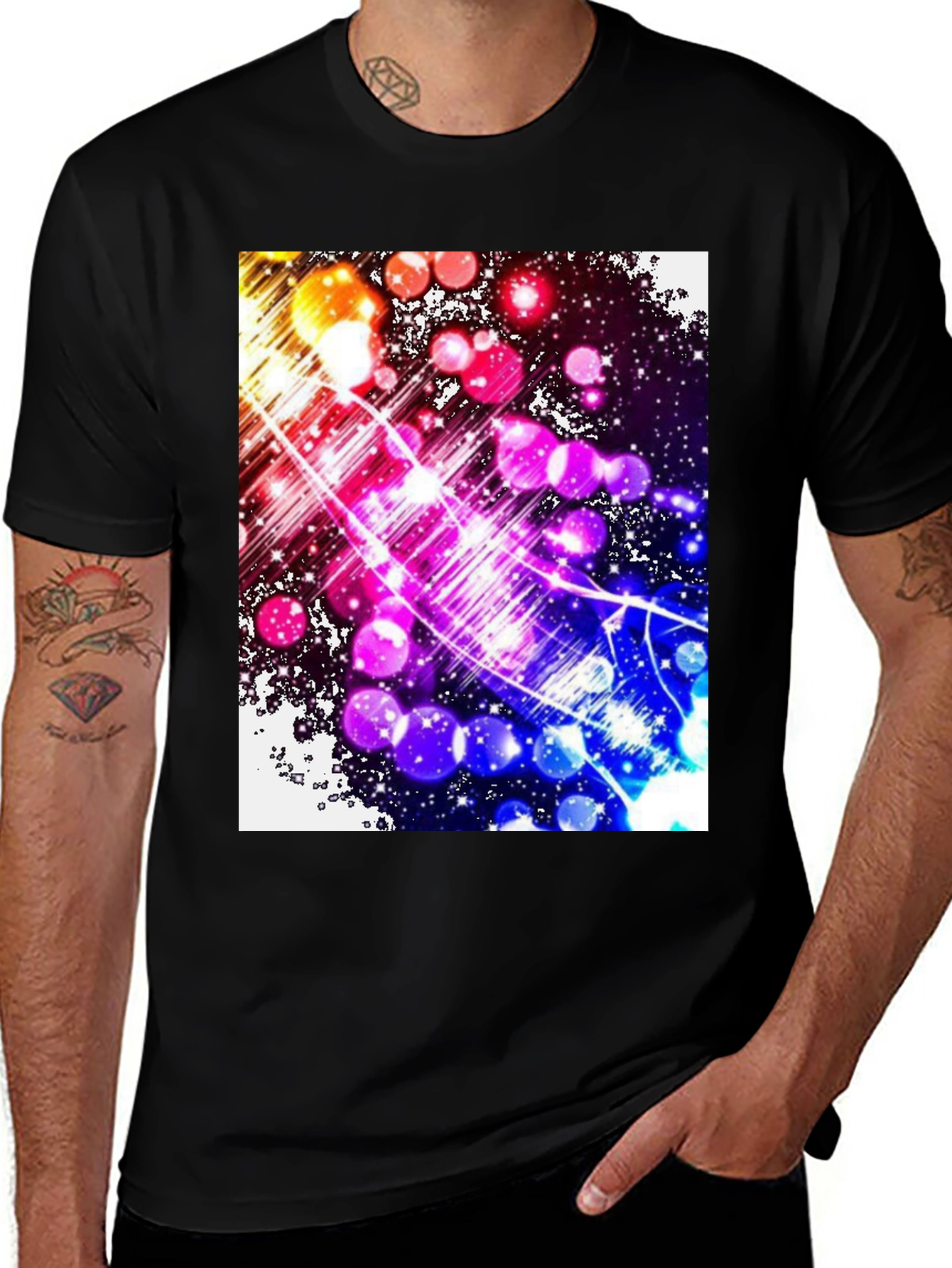 Variant 27 of Abstract Galaxy Graphic Tee - Black Cotton Blend T-Shirt
