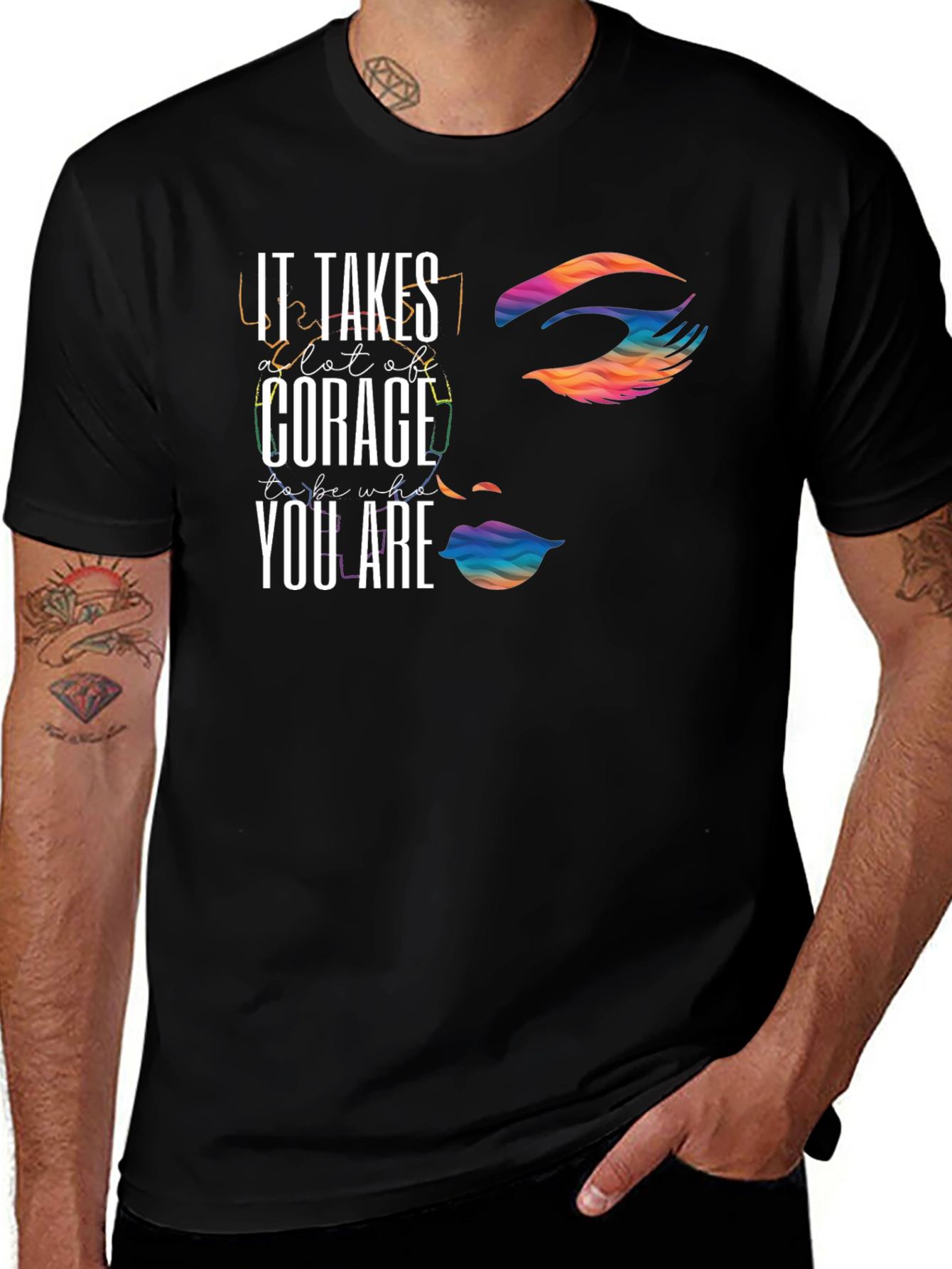 Variant 8 of Courage Rainbow Graphic Tee - Express Yourself!