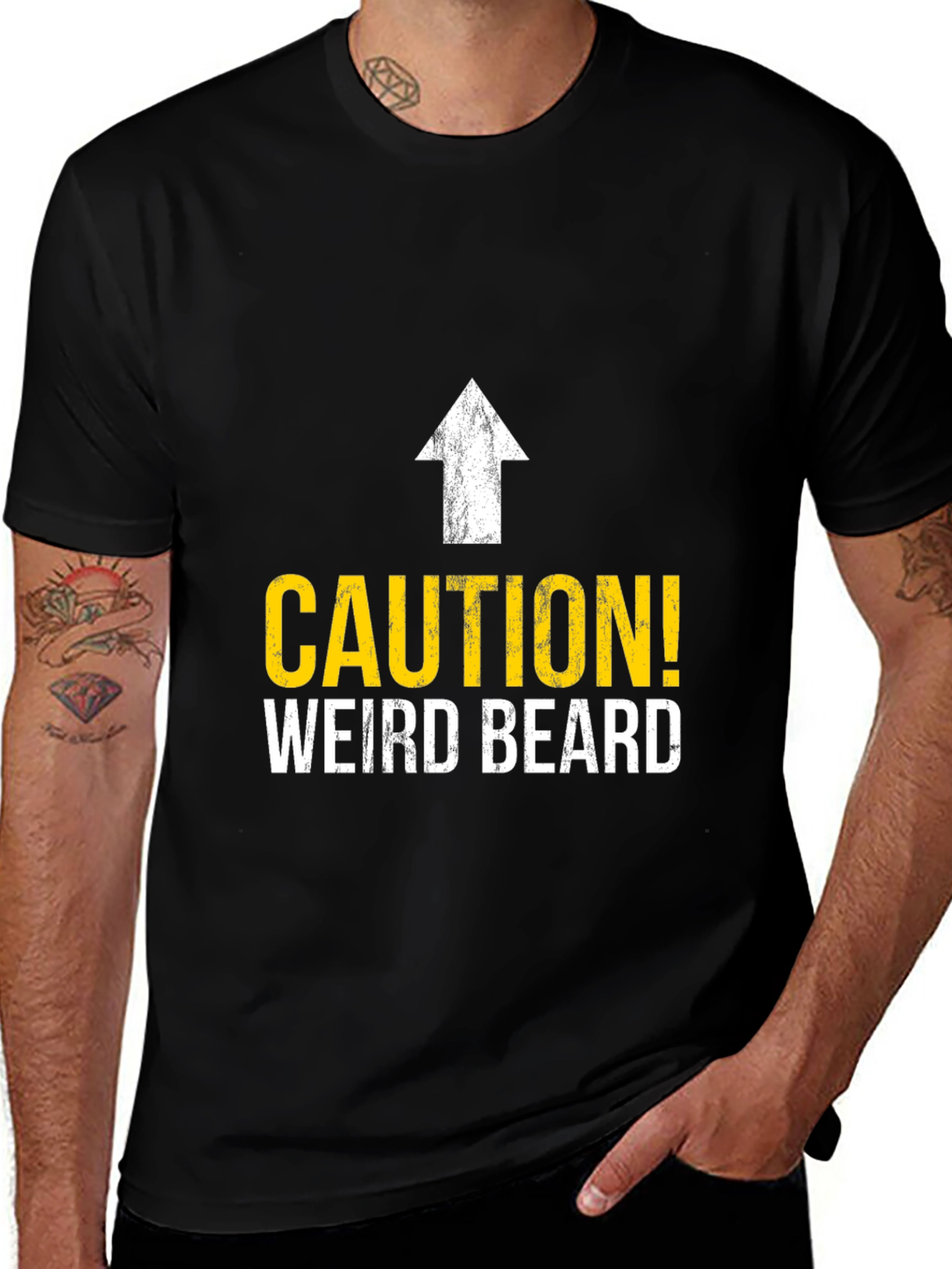 Variant 23 of Caution! Weird Beard T-Shirt - Funny Graphic Tee
