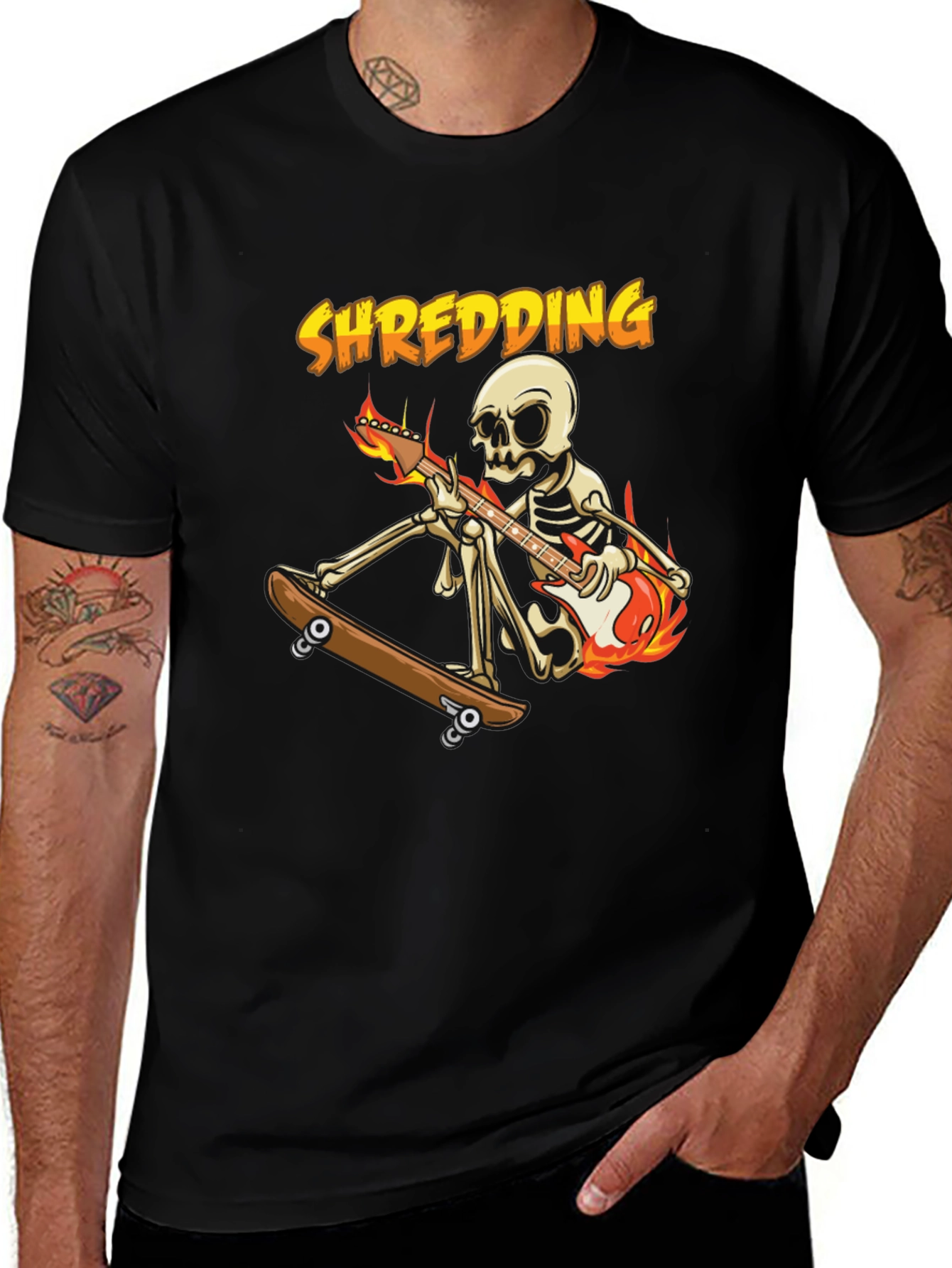 Variant 14 of Shredding Skeleton Guitarist Graphic Tee