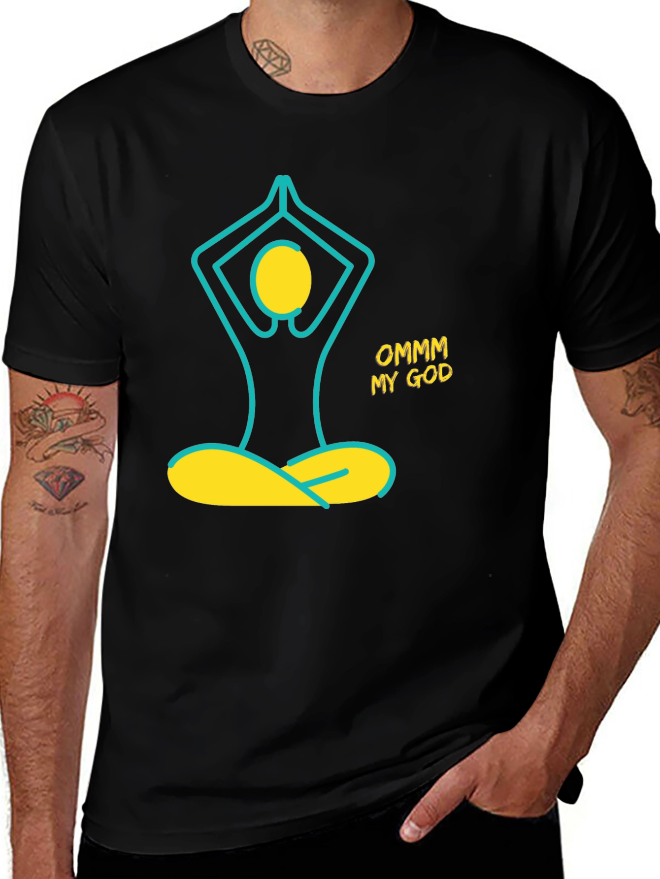Variant 10 of Ommm My God Yoga T-Shirt - Black
