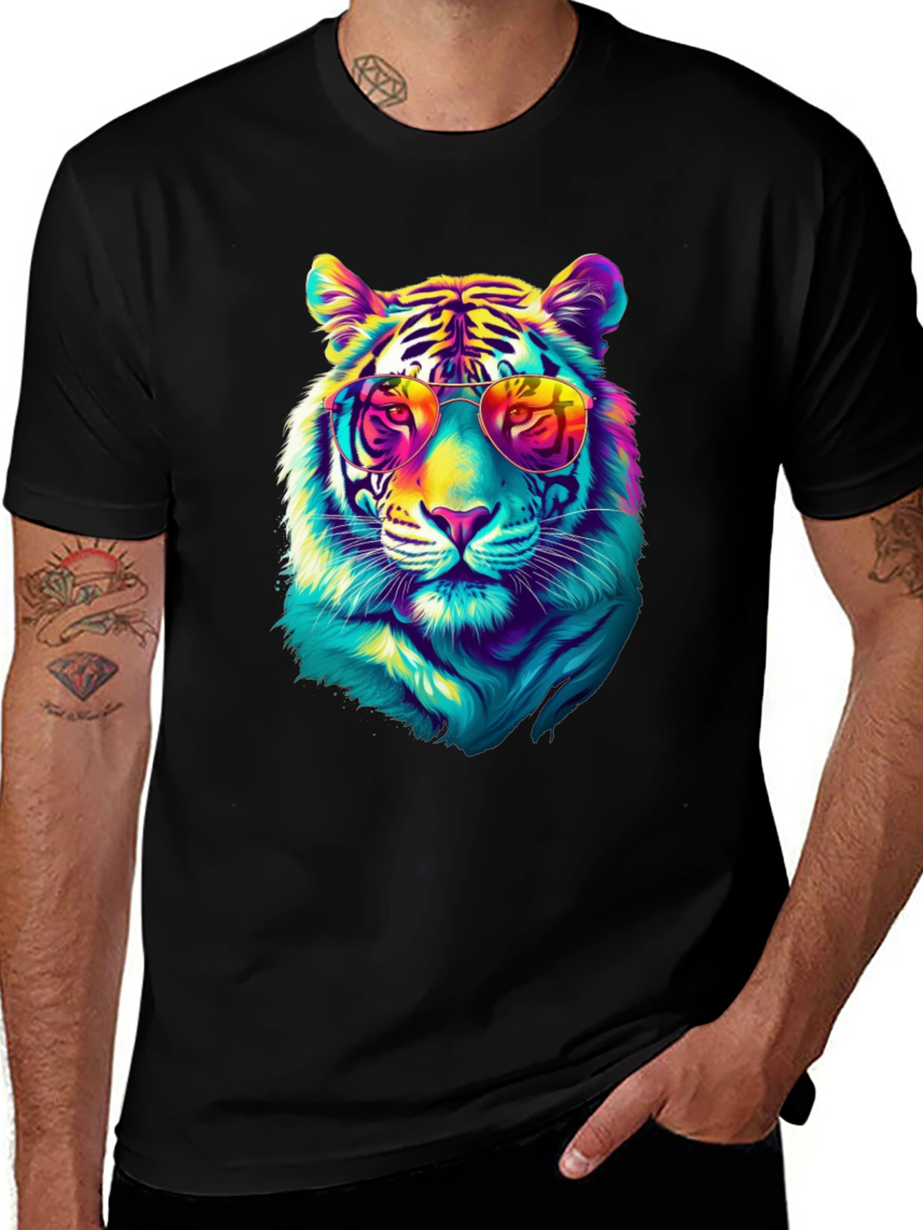 Variant 16 of Cool Tiger Graphic Tee - Black