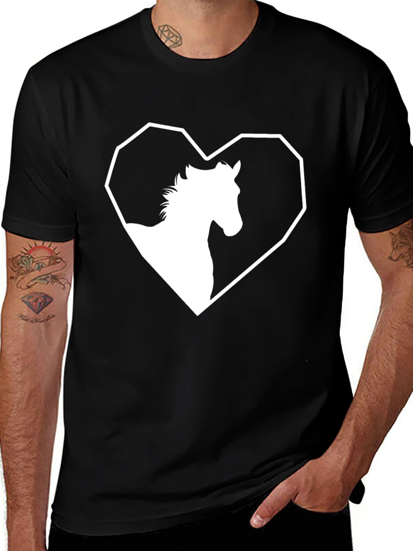 Variant 30 of Horse Heart T-Shirt - Black Graphic Tee