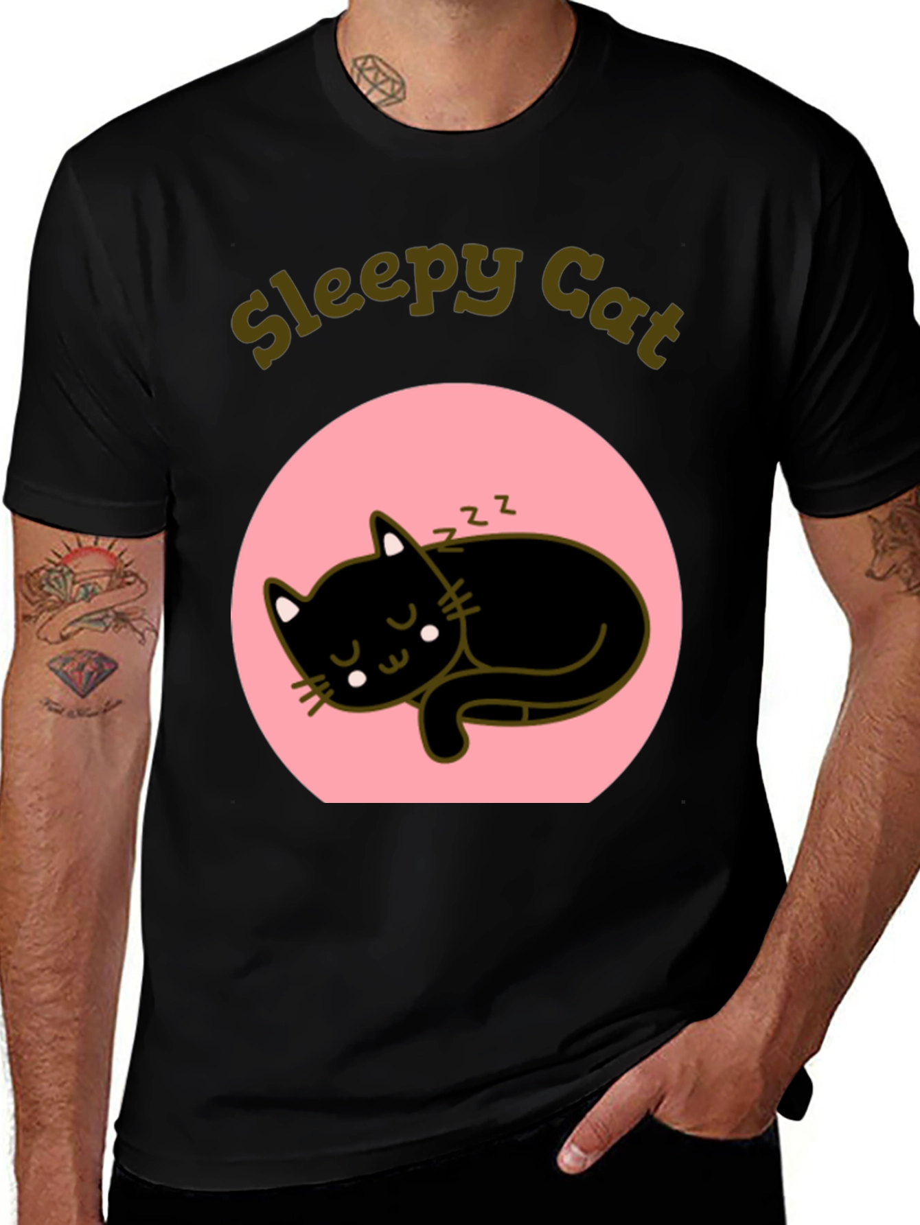Variant 27 of Sleepy Cat T-Shirt - Cute Cartoon Graphic Tee