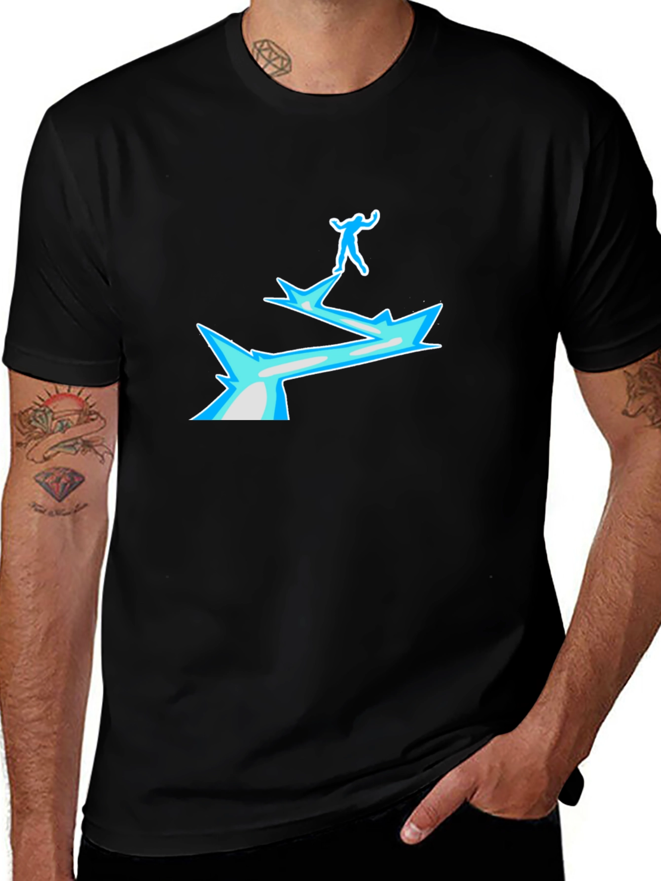 Variant 5 of Black T-Shirt with 'Ice Bridge' Graphic