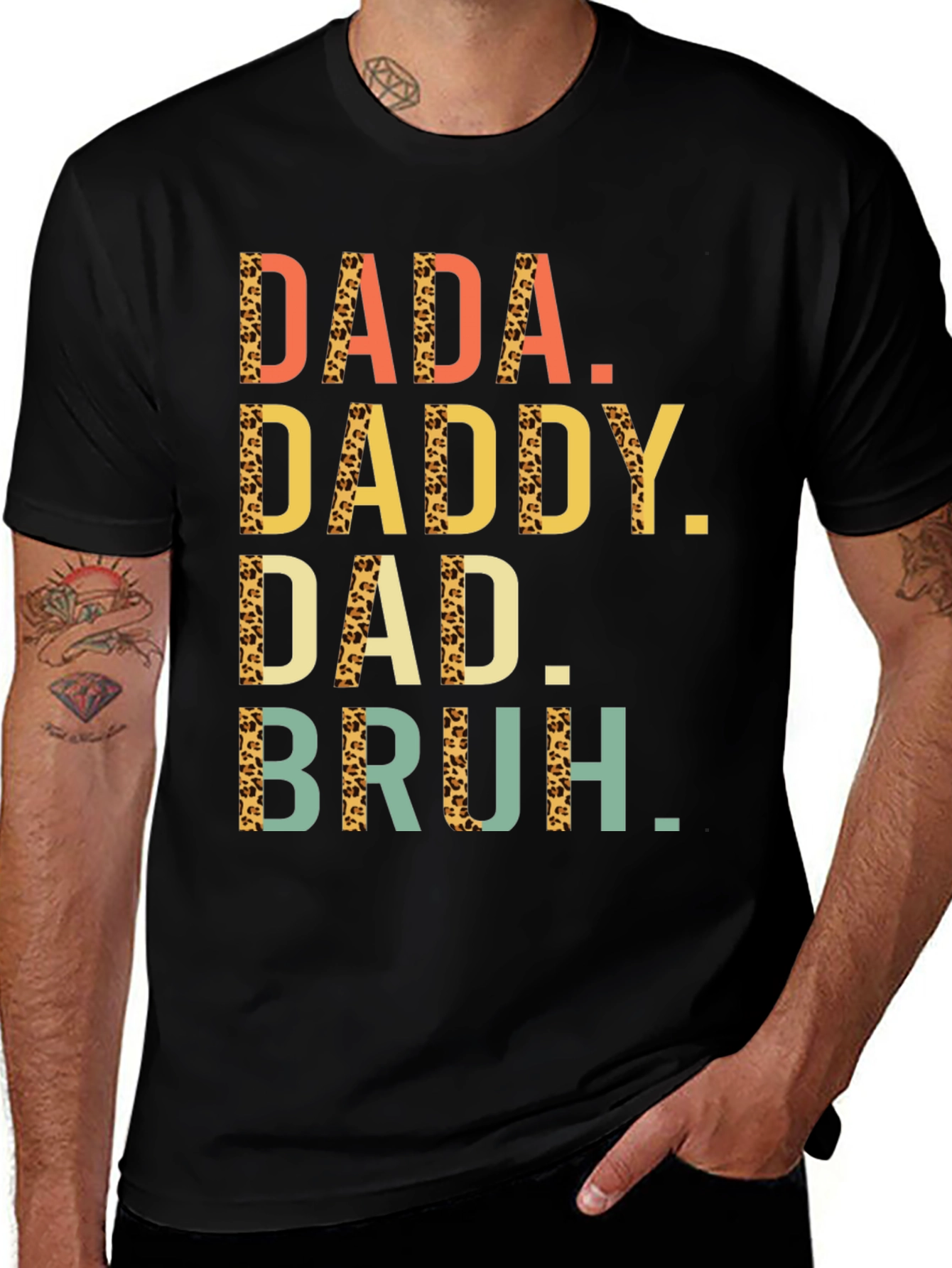 Dada Daddy Dad Bruh T-Shirt Leopard Print