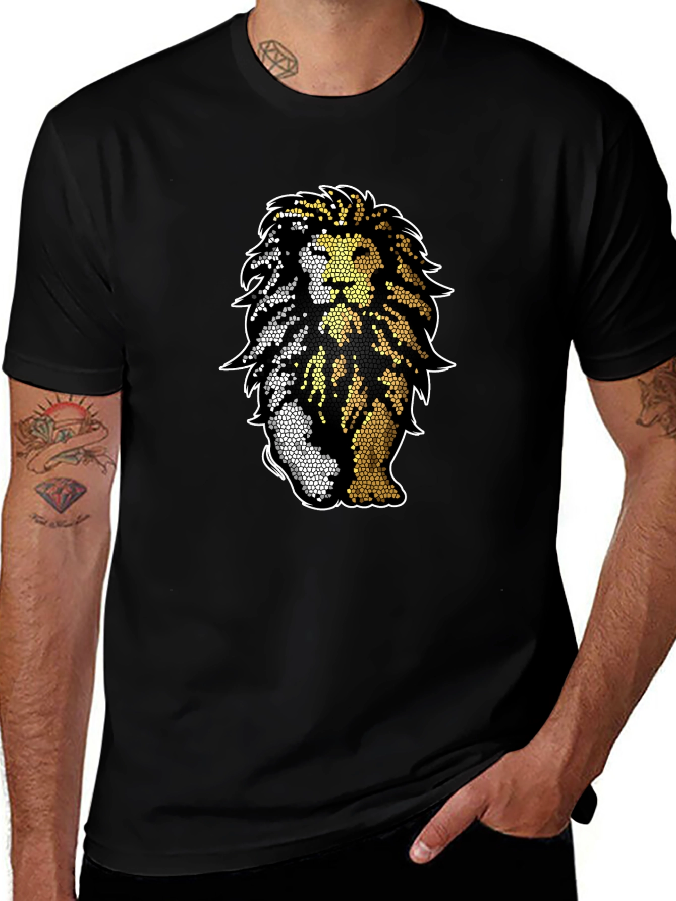 Variant 16 of Lion Graphic Print Black T-Shirt