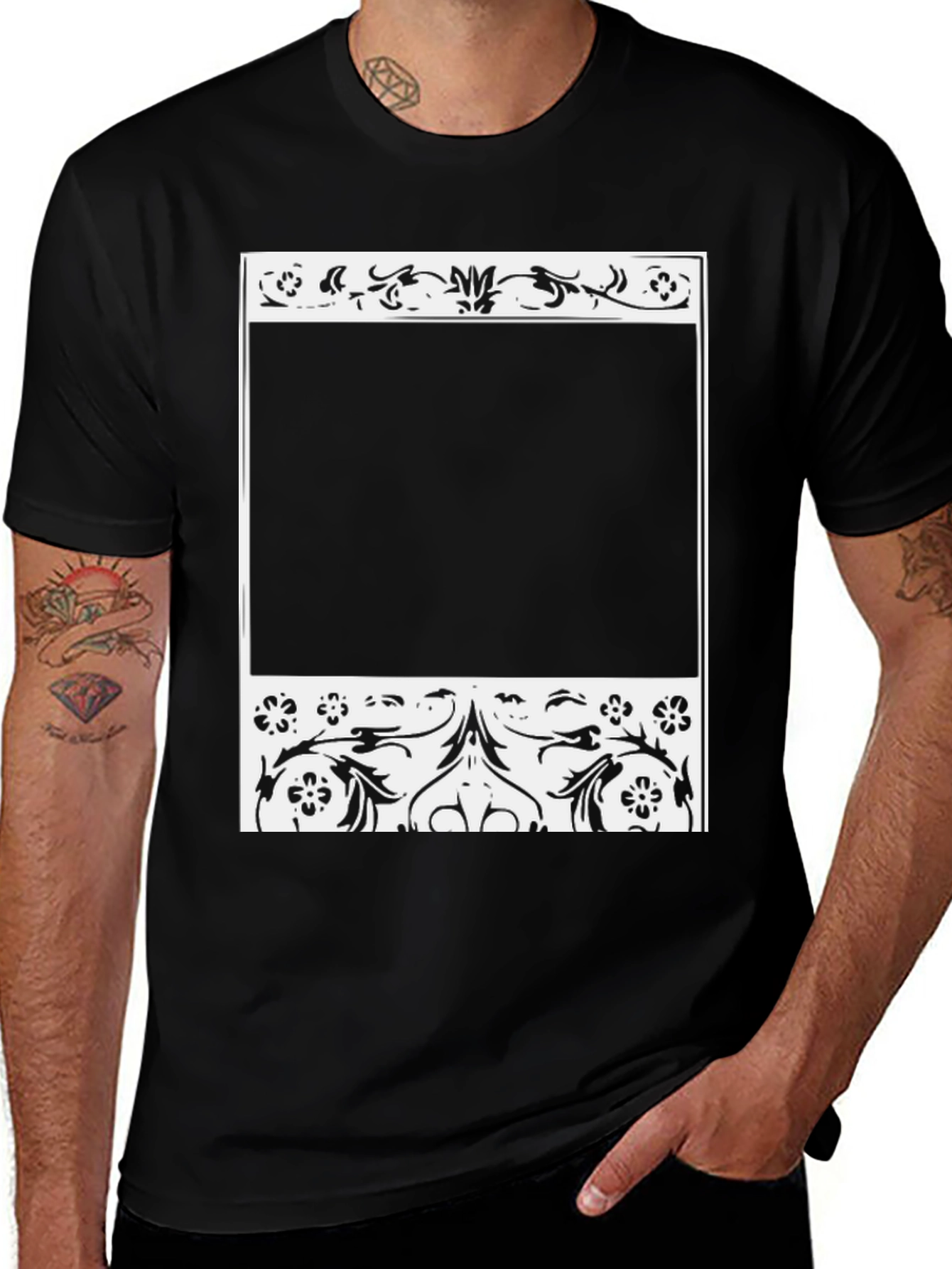 Variant 14 of Floral Frame Black T-Shirt