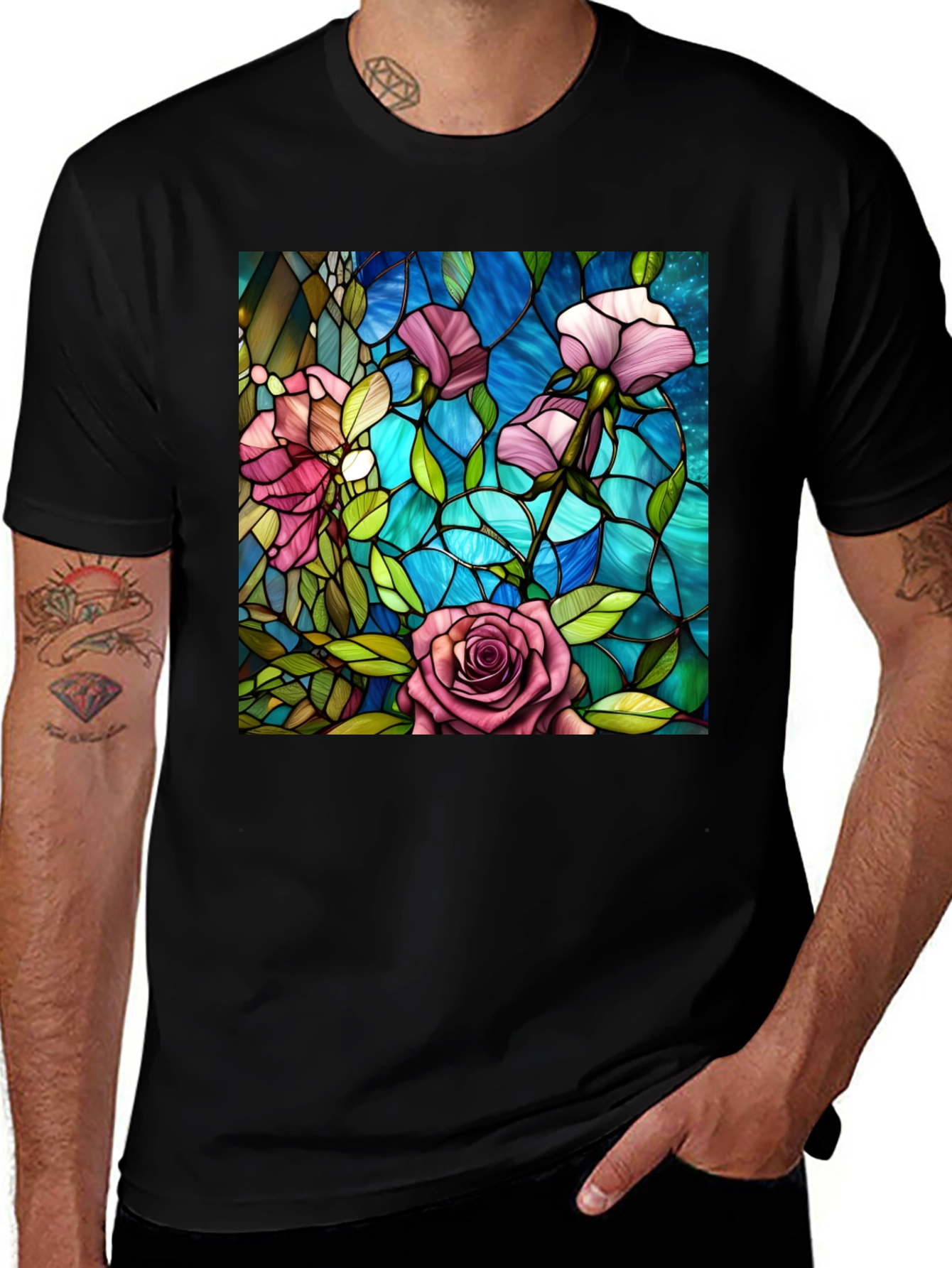 Variant 24 of Stained Glass Rose Graphic T-Shirt