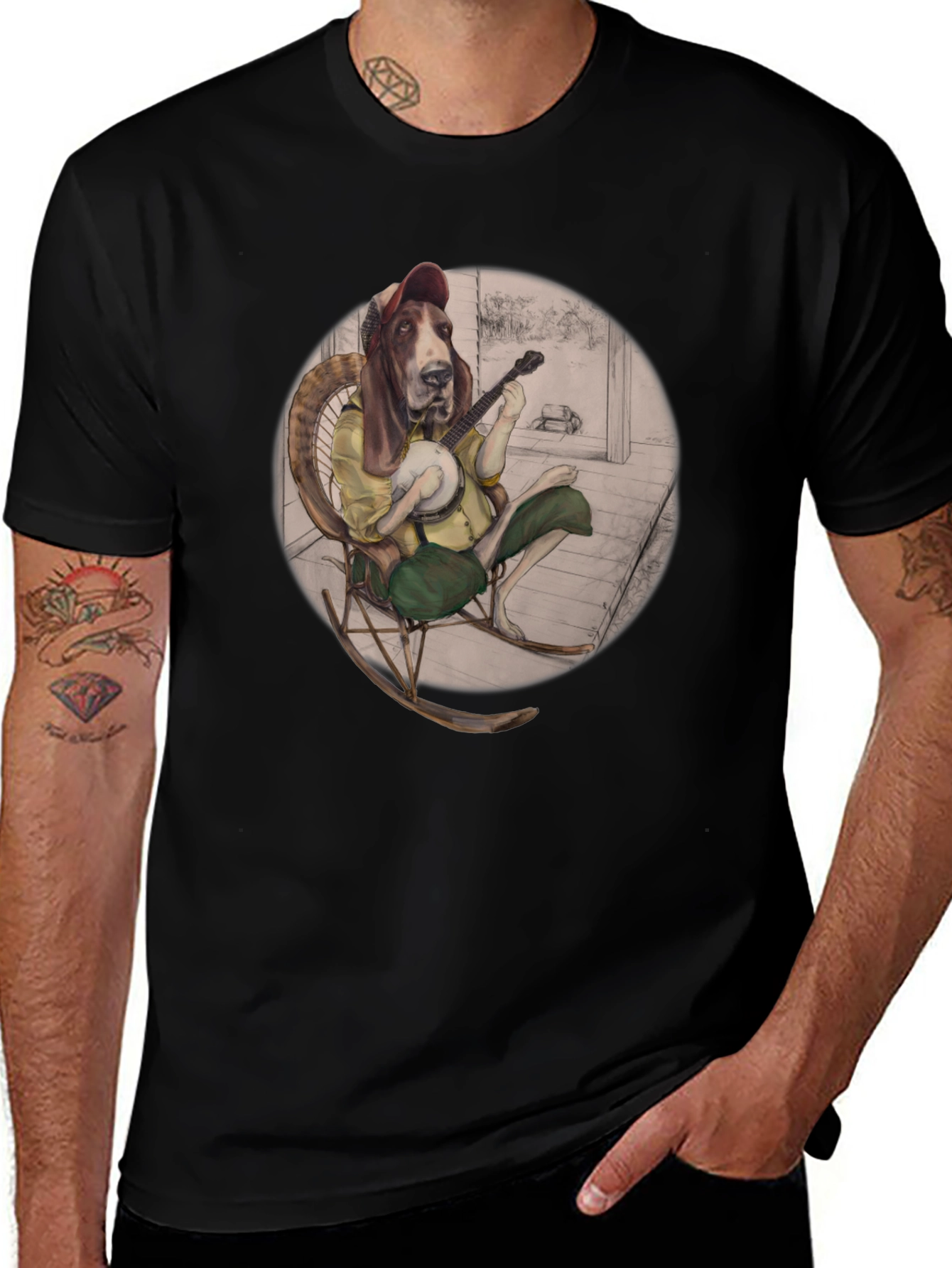 Variant 16 of Bassett Hound Banjo Player T-Shirt