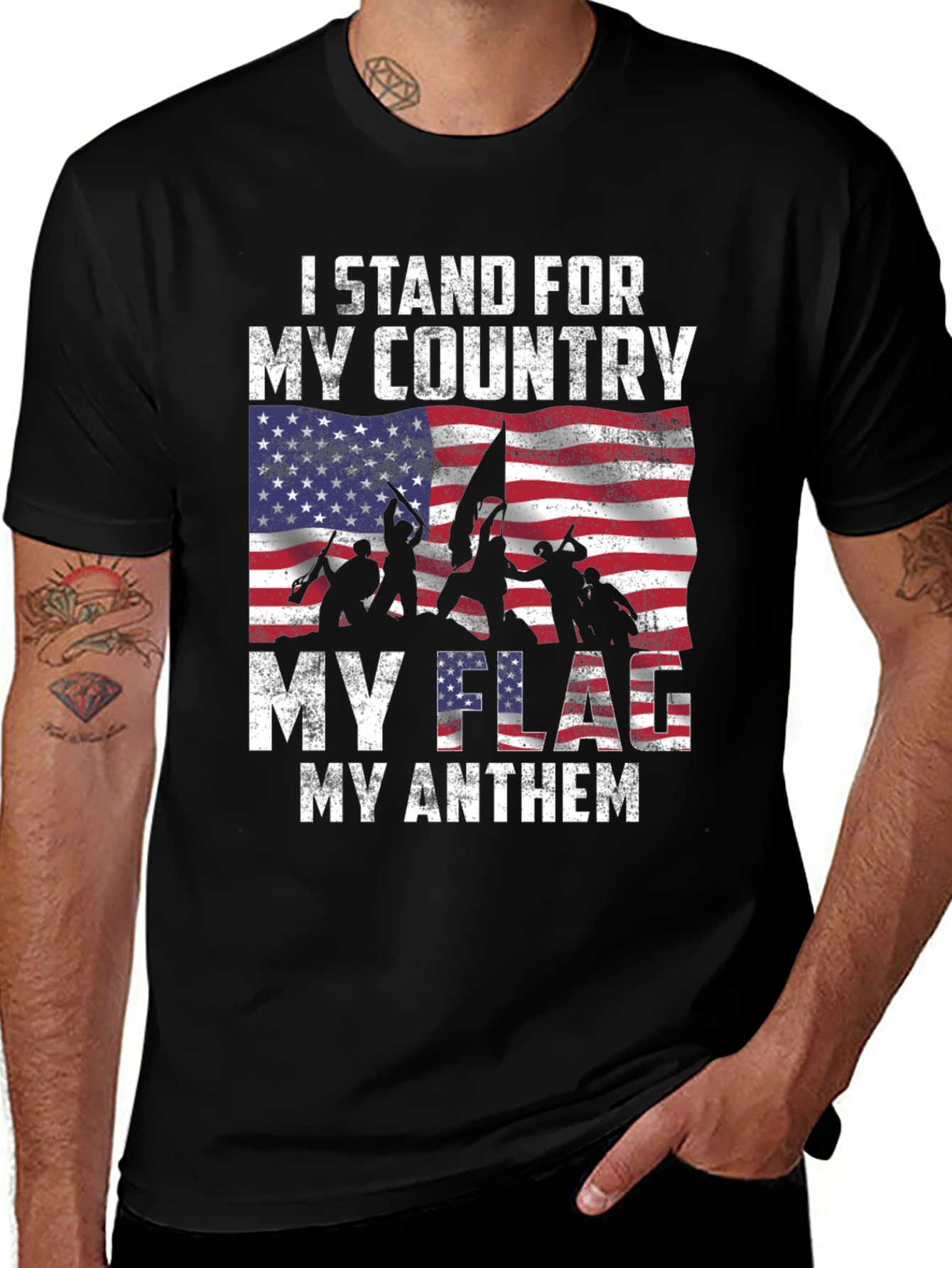 Variant 30 of Patriotic Graphic T-Shirt - I Stand For My Country Flag