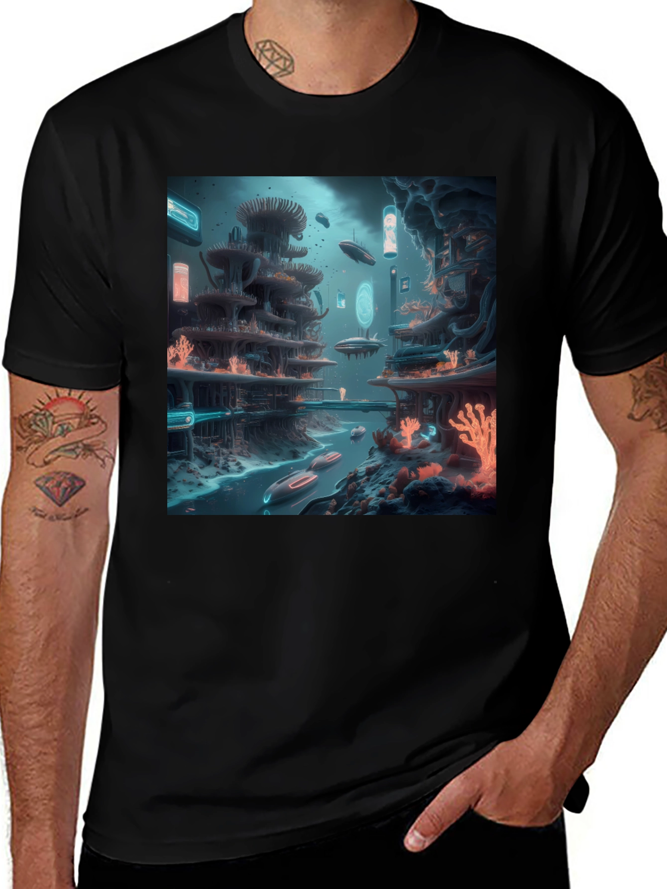 Variant 19 of Futuristic City Graphic Tee - Unique Design, Soft Fabric