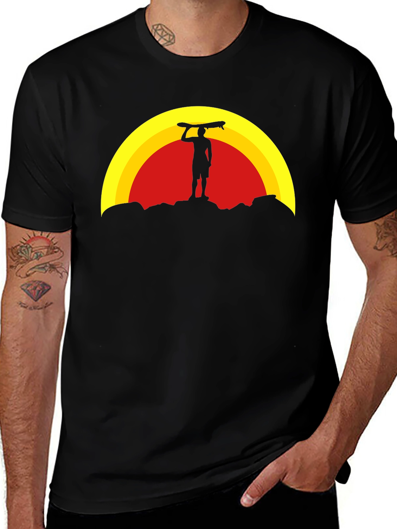 Variant 9 of Sunset Surfer Graphic Tee - Black