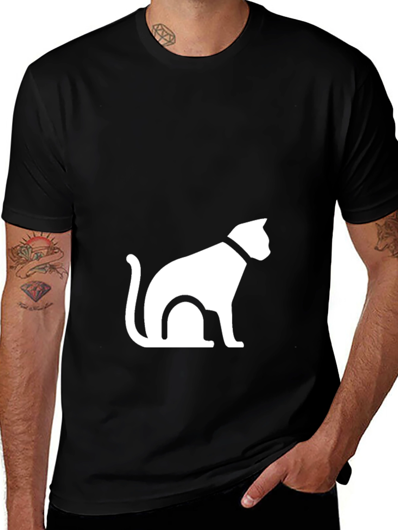 Variant 14 of Black T-Shirt with Cat Graphic