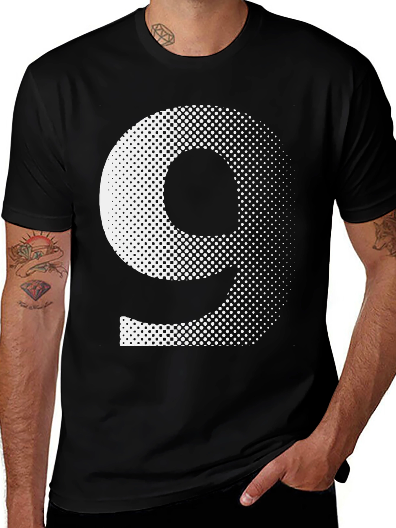 Modern Number Nine Graphic Tee - Black