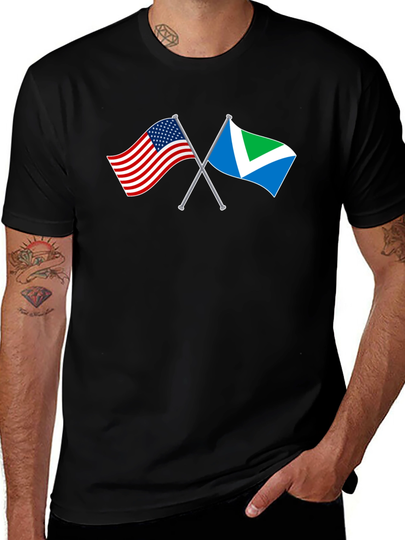 Variant 26 of American Vegan Flag T-Shirt, USA Vegan Pride Tee